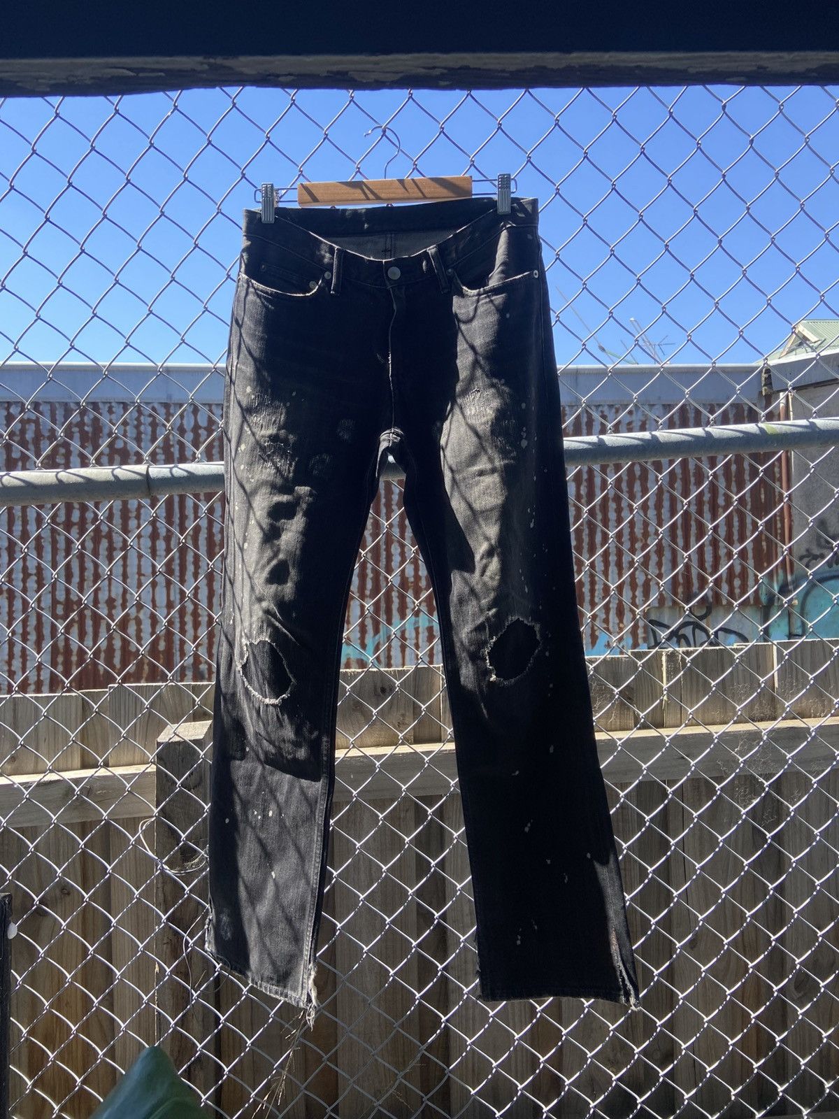 Number (N)ine number nine paint splatter cut straight jeans | Grailed