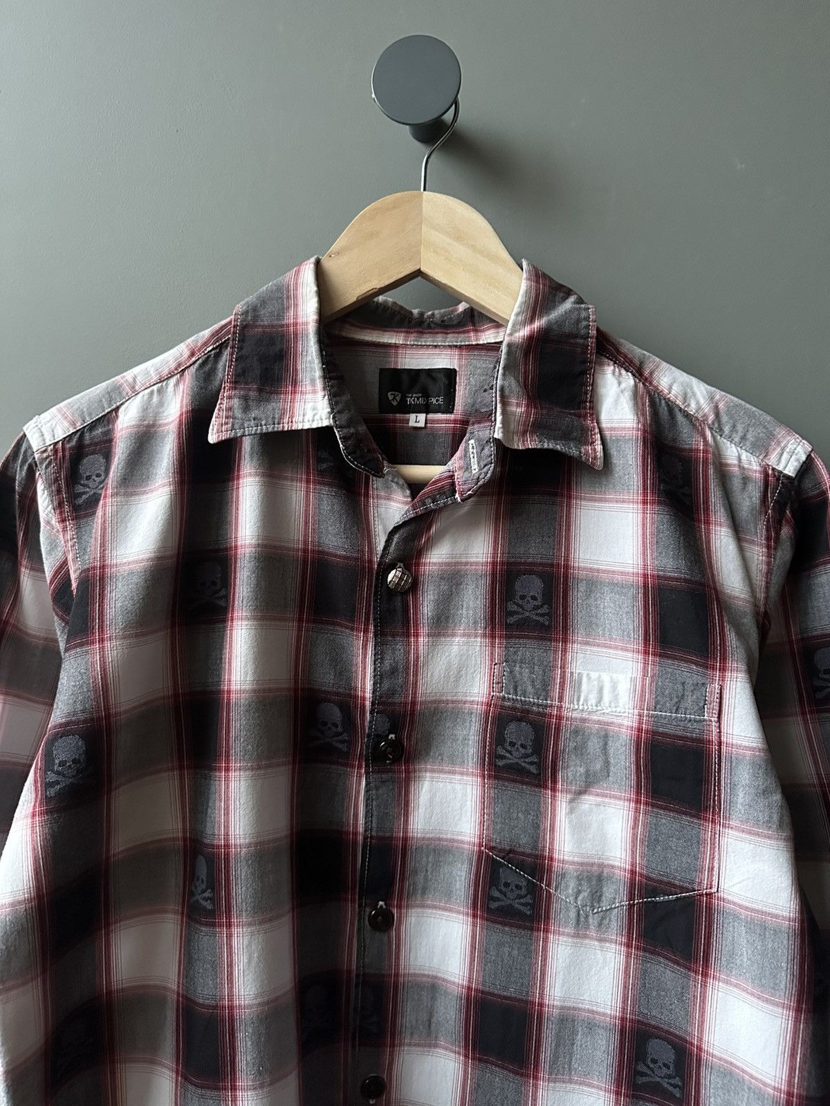 Japanese Brand Womens Tkmixpice Skull Check Shirt Size L Size L / US 10 / IT 46 - 2 Thumbnail