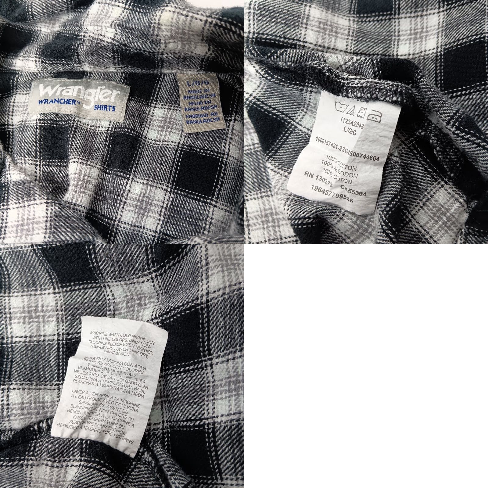 Wrangler VINTAGE Wrangler Wrancher Shirt Mens L Pearl Snap Western Plaid Flannel Black White Pocketed Casual Workwear 90s Mens Size US L / EU 52-54 / 3 - 8 Thumbnail