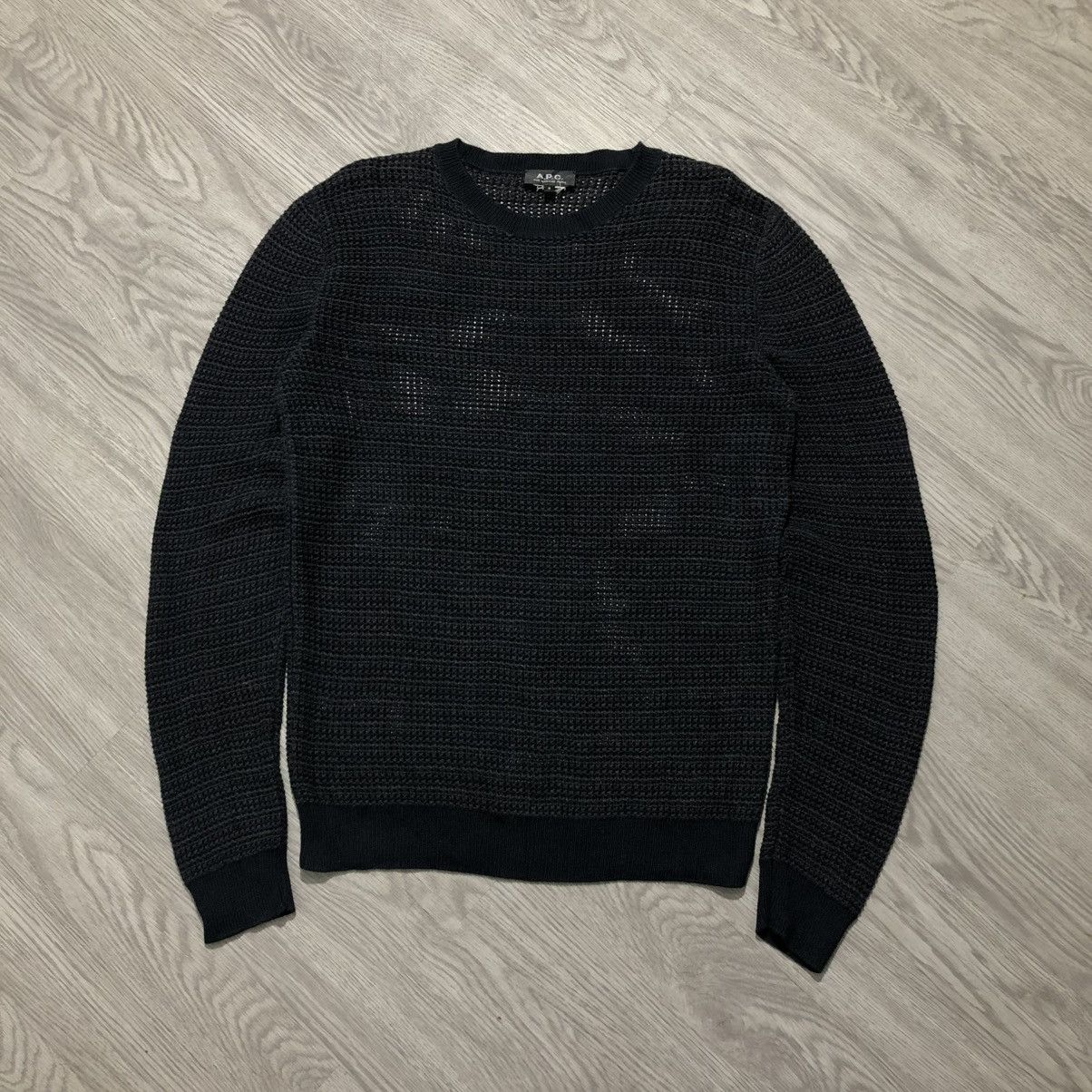 A.P.C. A.P.C. Semi-Sheer Transparency Knit Sweatshirt Charcoal Size US M / EU 48-50 / 2 - 1 Thumbnail