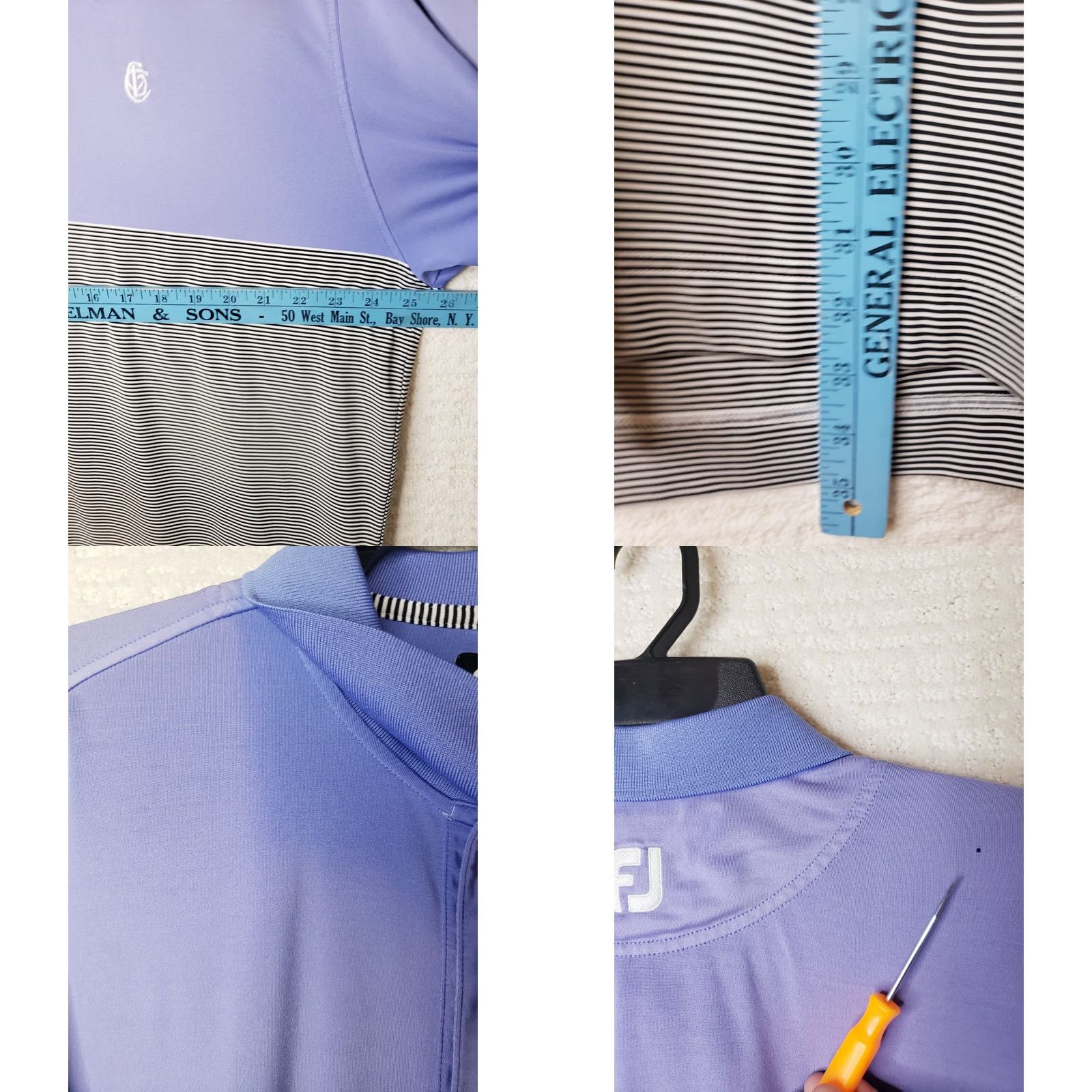 Footjoy FootJoy FJ Mens XL Golf Polo Shirt Periwinkle Blue Striped Performance Stretch - Vintage - 2000-2010 Size US XL / EU 56 / 4 - 8 Thumbnail