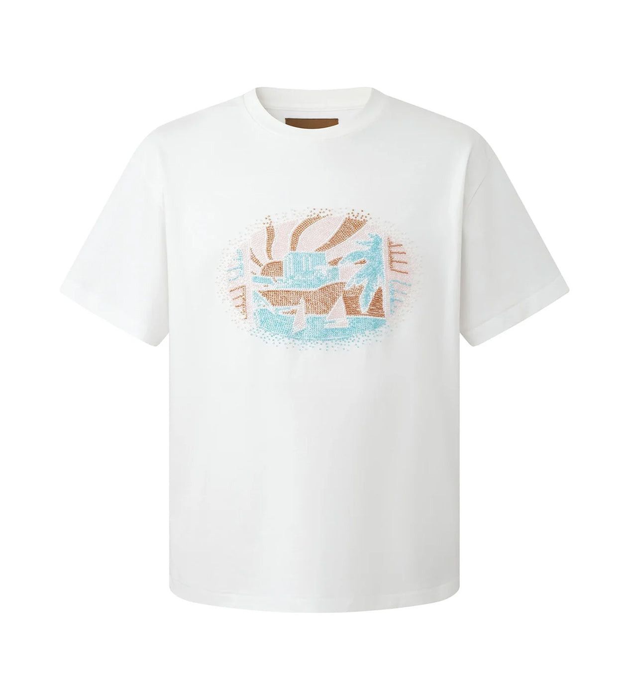 Beaded Nile River Tee White