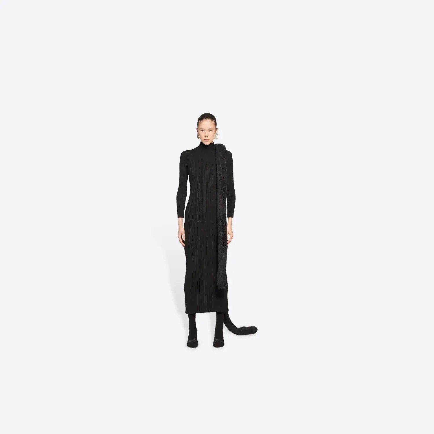 Balenciaga o1mt1gz0325 Fitted Dress in Black Size S / US 4 / IT 40 - 3 Thumbnail