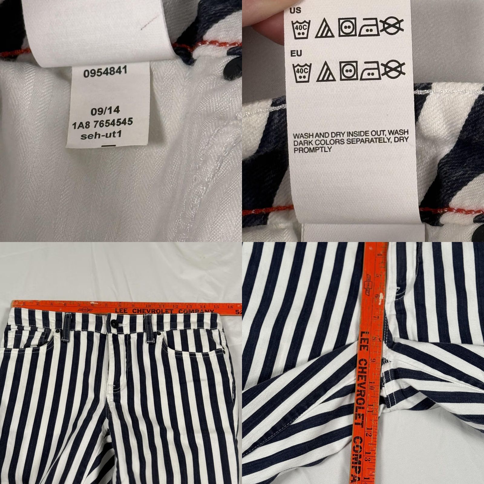 Tommy Hilfiger VINTAGE Tommy Hilfiger Pants Sz 8 Navy White Stripe Skinny Jeans Stretch Nautical Women 8 Denim Slim 5-Pocket Design Size 30" / US 8 / IT 44 - 8 Thumbnail