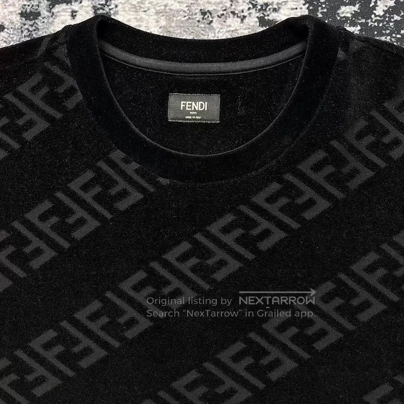 Fendi Fendi Black FF Monogram Printed Flock Short Sleeve T-Shirt Size US M / EU 48-50 / 2 - 3 Thumbnail