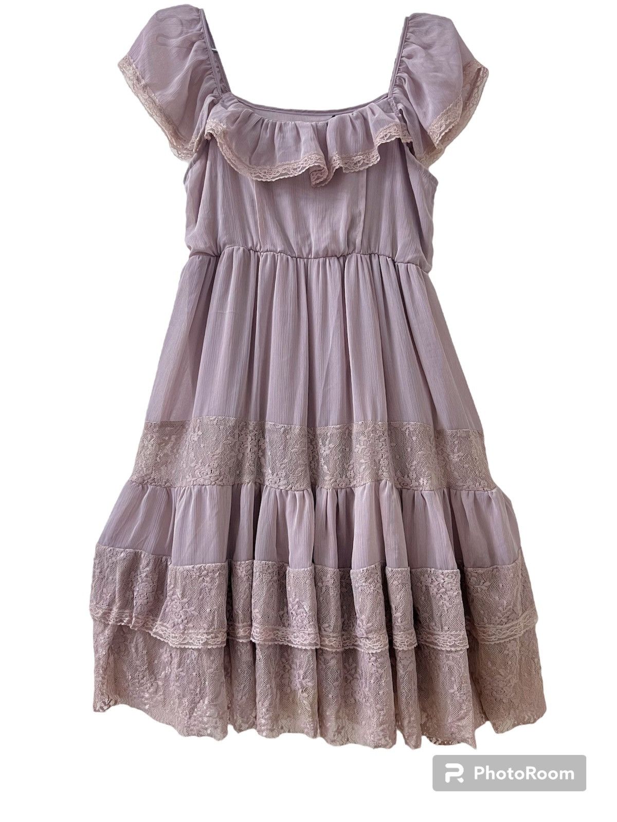 Japanese Brand Chouchou ruffle lace off shoulder doll dress 🧜🏻‍♀️ Size L / US 10 / IT 46 - 2 Thumbnail