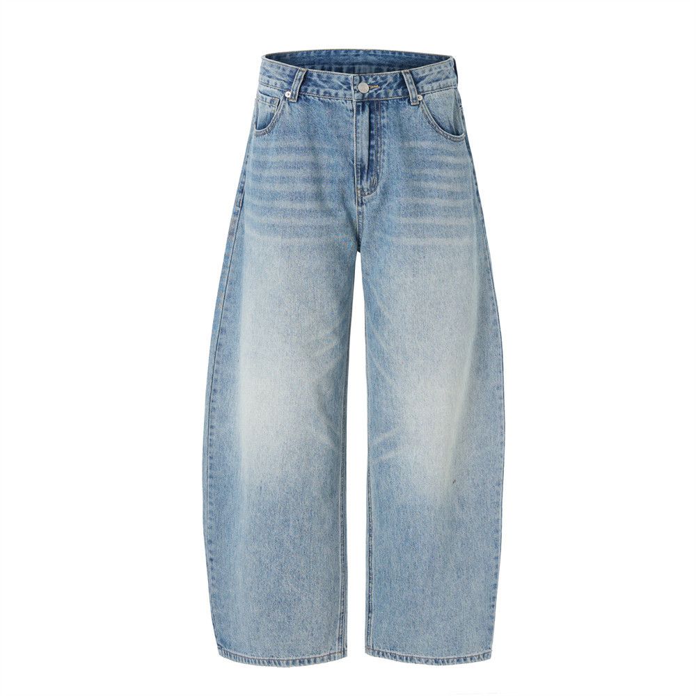 Jean Men's trendy retro loose punk washed distressed jeans Size US 32 / EU 48 - 1 Thumbnail