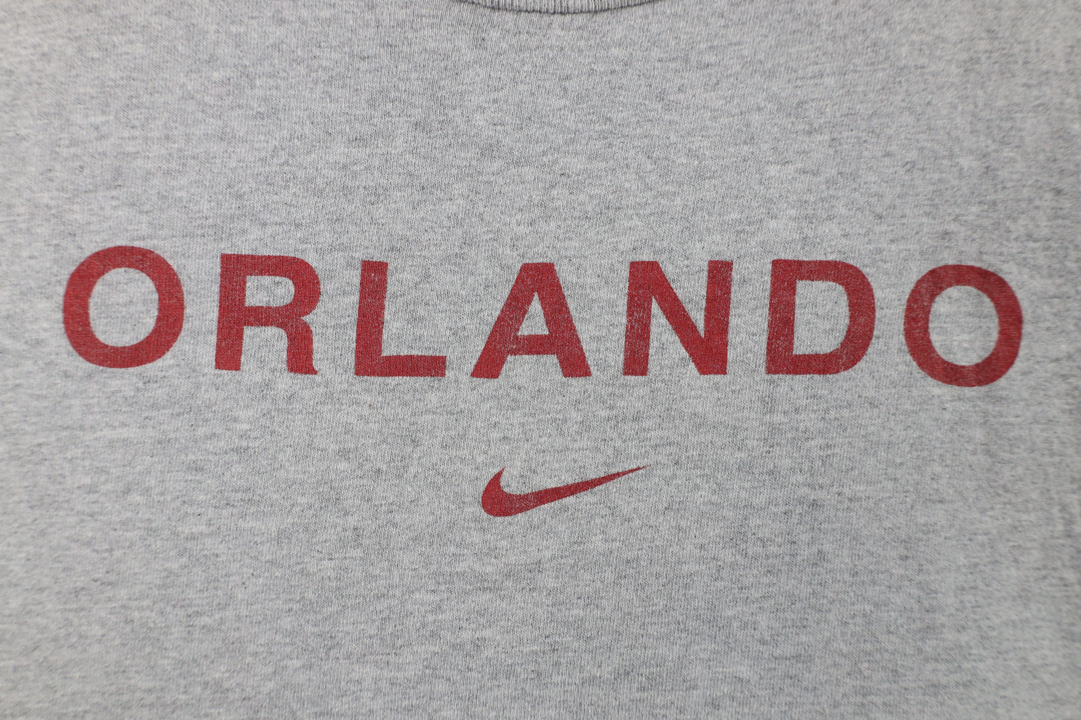 Nike Vintage 90s Y2K Nike Center Swoosh Orlando T-Shirt Gray Size US XL / EU 56 / 4 - 4 Thumbnail