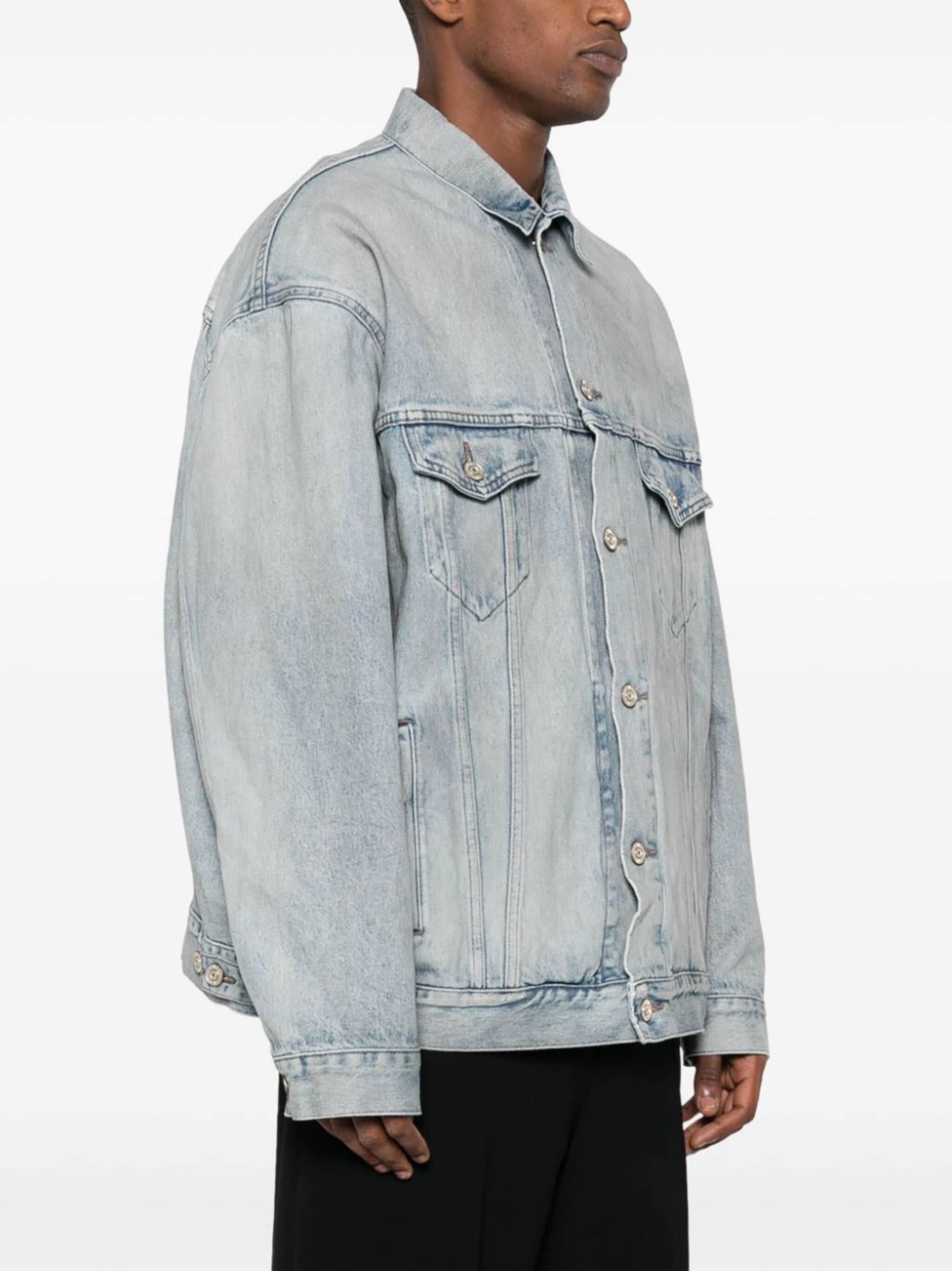 Balenciaga o1bcso1str0425 Dup / Back Flip Large Fit Jacket Light Blue Size US XL / EU 56 / 4 - 4 Thumbnail