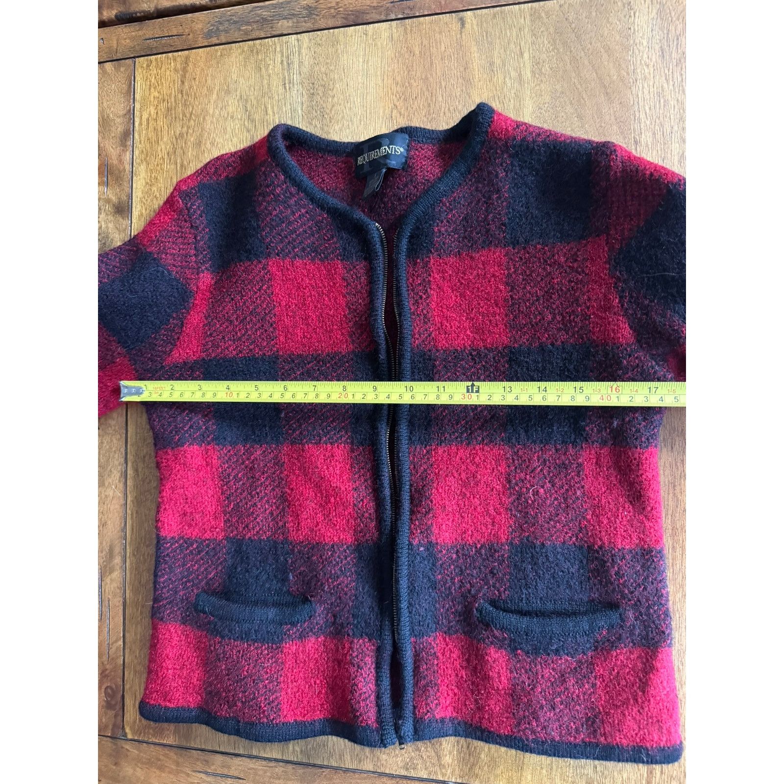 Other Vintage Requirements 100% Wool Buffalo Plaid Zip Cardigan Size S / US 4 / IT 40 - 7 Thumbnail