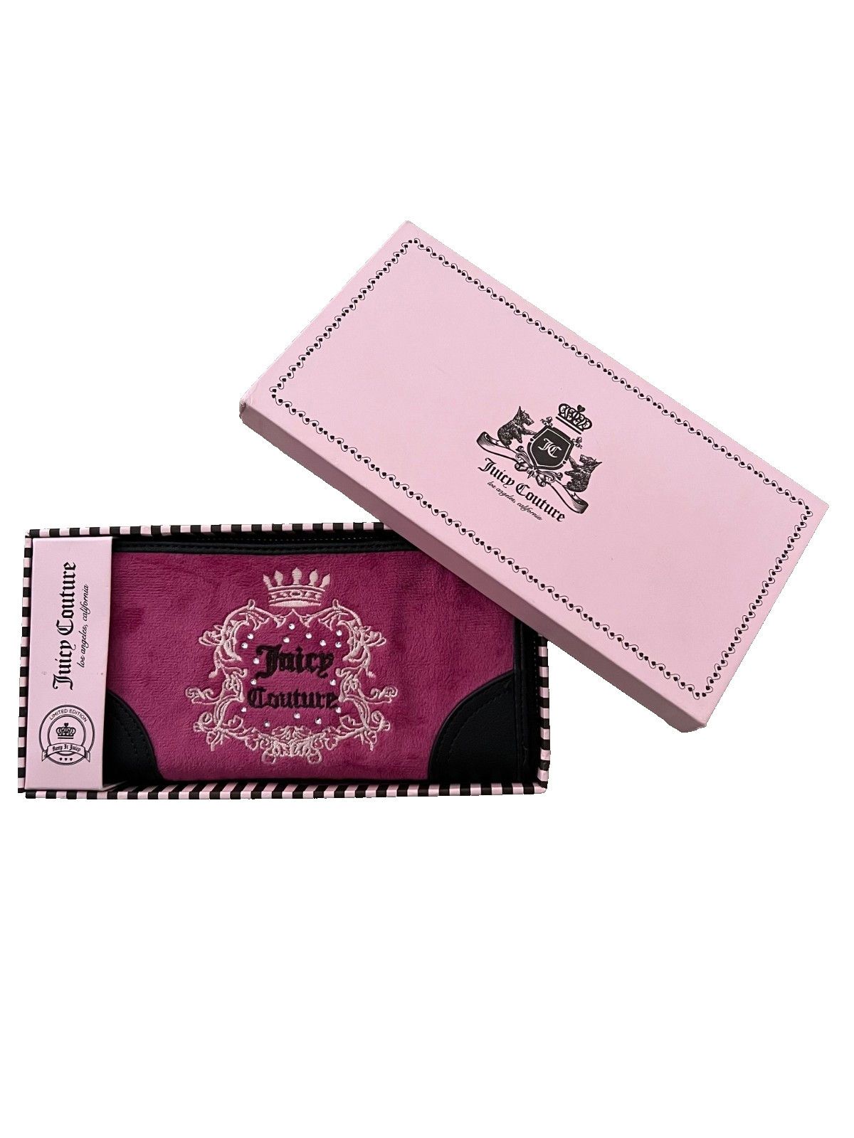 Juicy Couture Juicy Couture Velvet Velour Zip Crystalized Wallet Pink Size ONE SIZE - 1 Thumbnail