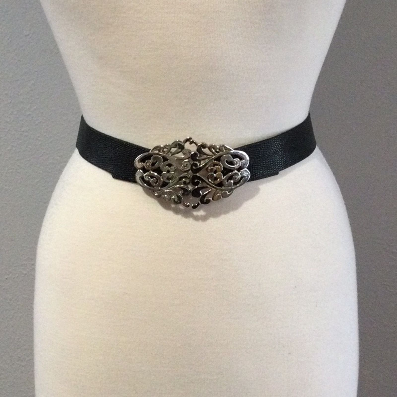 Other Black Belt w/Silver Plated Art Decor Buckle 32 Inches Size ONE SIZE - 1 Thumbnail
