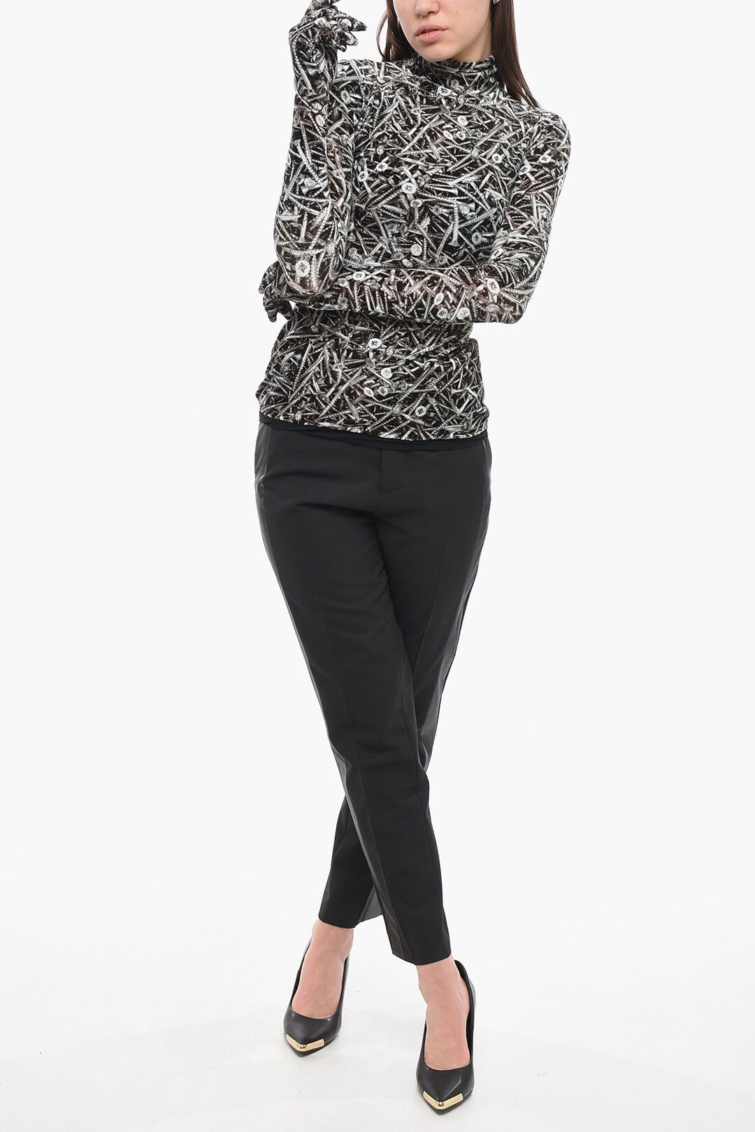 Vetements og1mm0824 Printed Turtleneck Sweater in Black Size S / US 4 / IT 40 - 4 Thumbnail