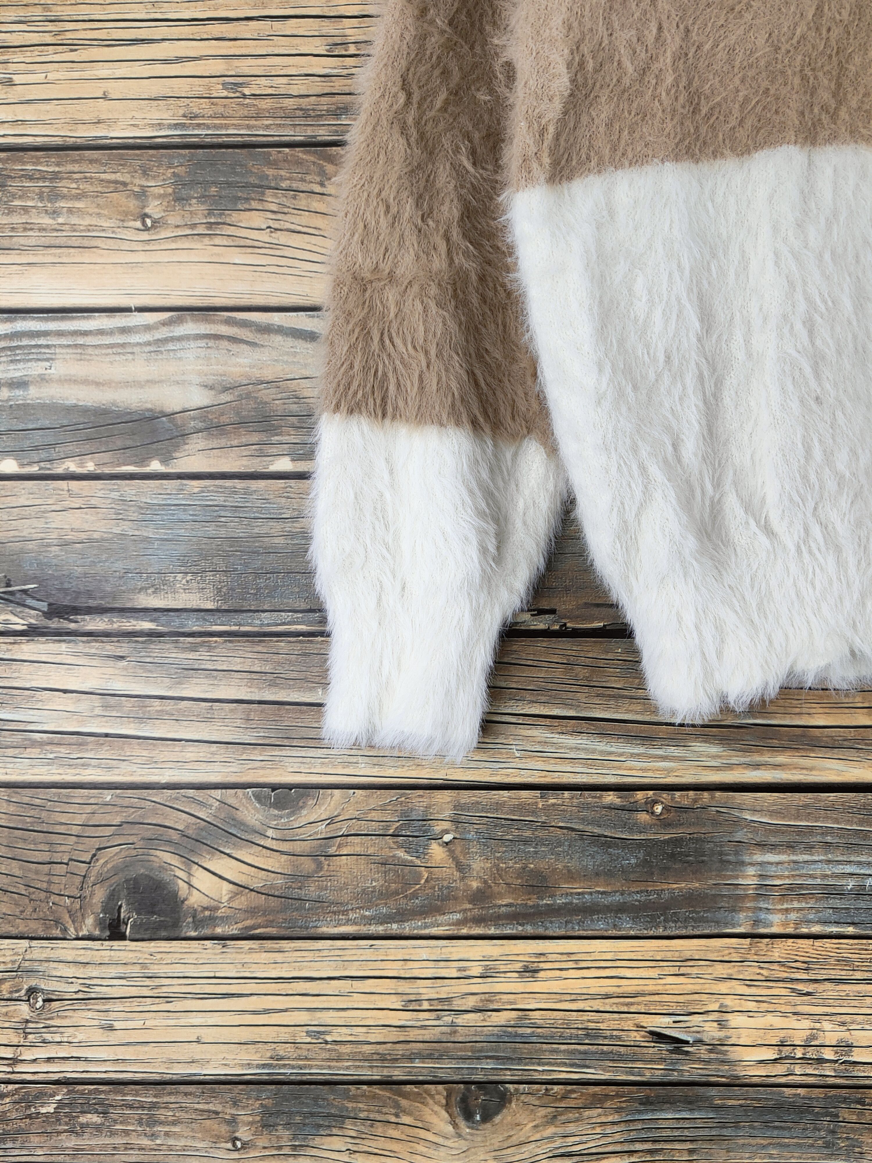 Japanese Brand DL Rope Picnic Cream Brown Fur Mohair Knitwear #46-469 Size S / US 4 / IT 40 - 4 Thumbnail