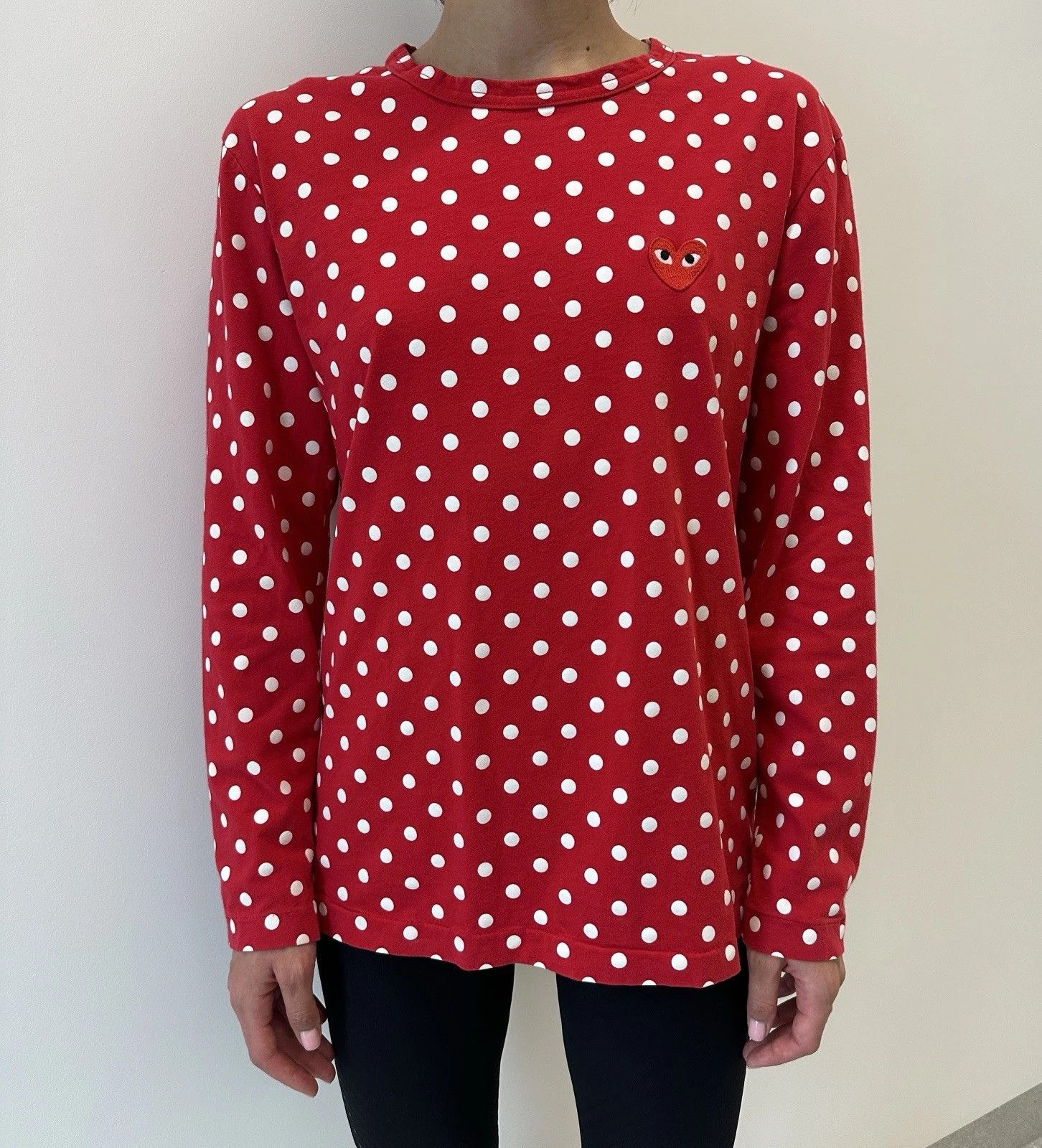 Comme des Garcons PLAY Play Comme Des Garcons Womens Red Polka Dot Long Sleeve Top Size L / US 10 / IT 46 - 1 Thumbnail