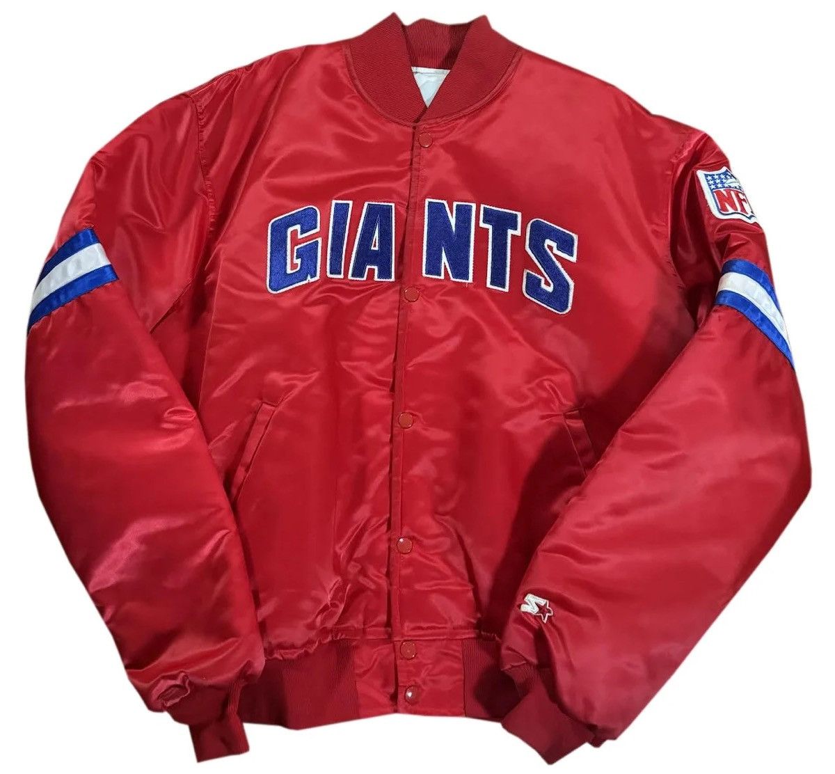 Vintage Starter New York Giants Red Satin Jacket (Size XL)