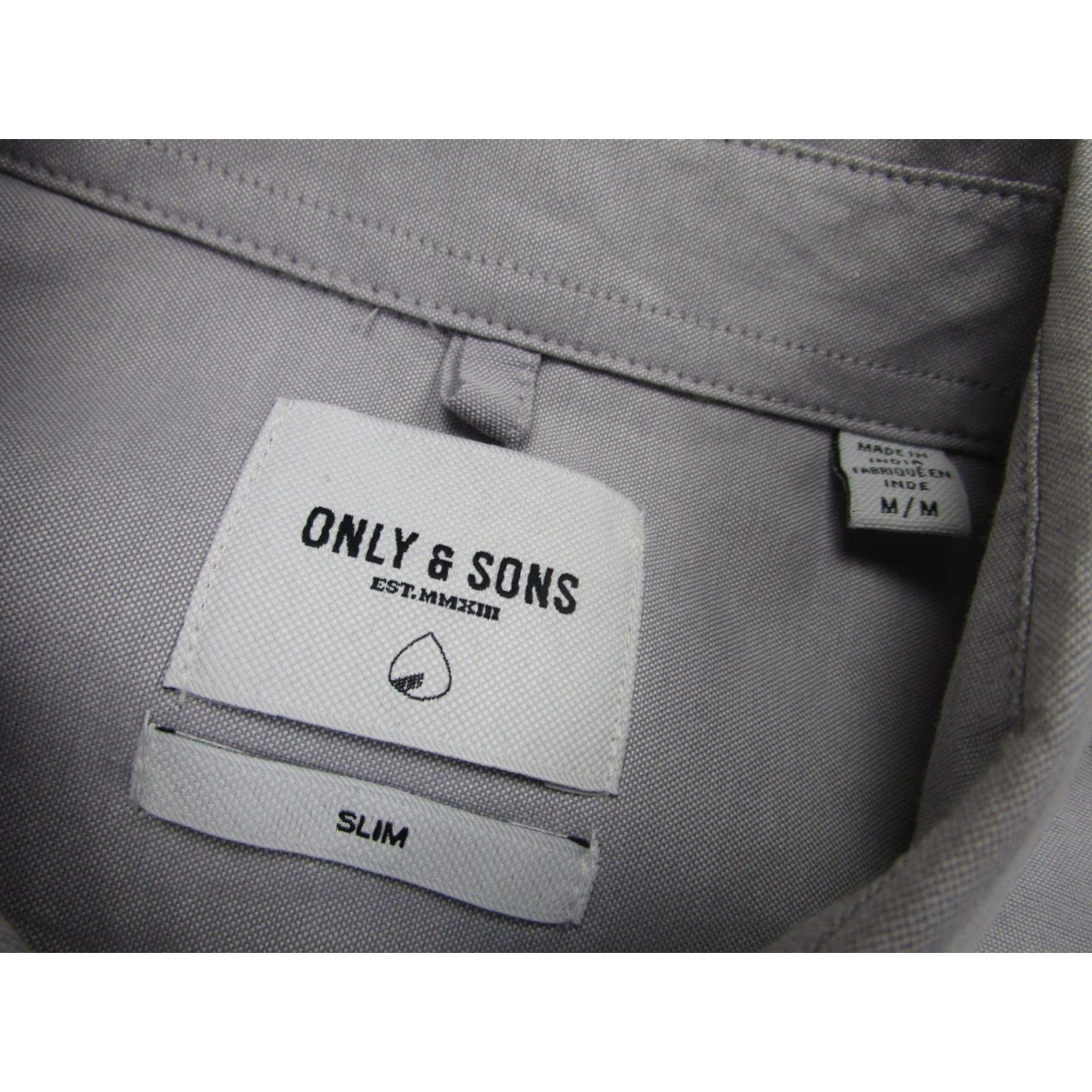 ONLY & SONS ONLY & SONS Shirt Mens Medium Gray Oxford Slim Fit Button Cuffed Short Sleeve Size US M / EU 48-50 / 2 - 4 Thumbnail