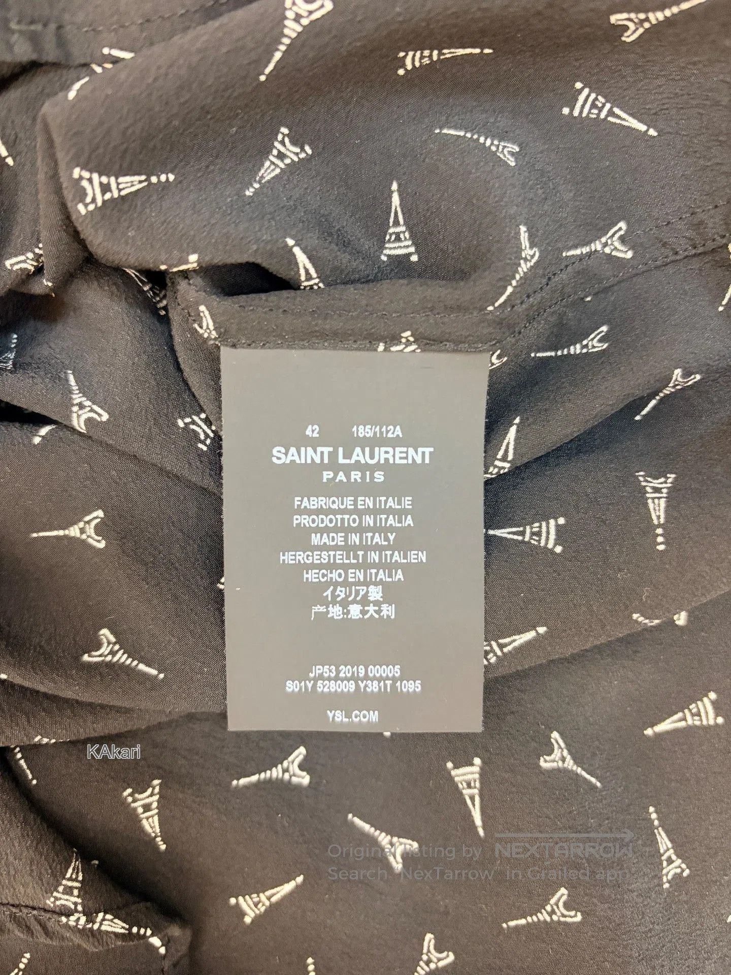 Saint Laurent Paris Saint Laurent FW19 Silk Eiffel Tower Shirt. Size US XS / EU 42 / 0 - 4 Thumbnail