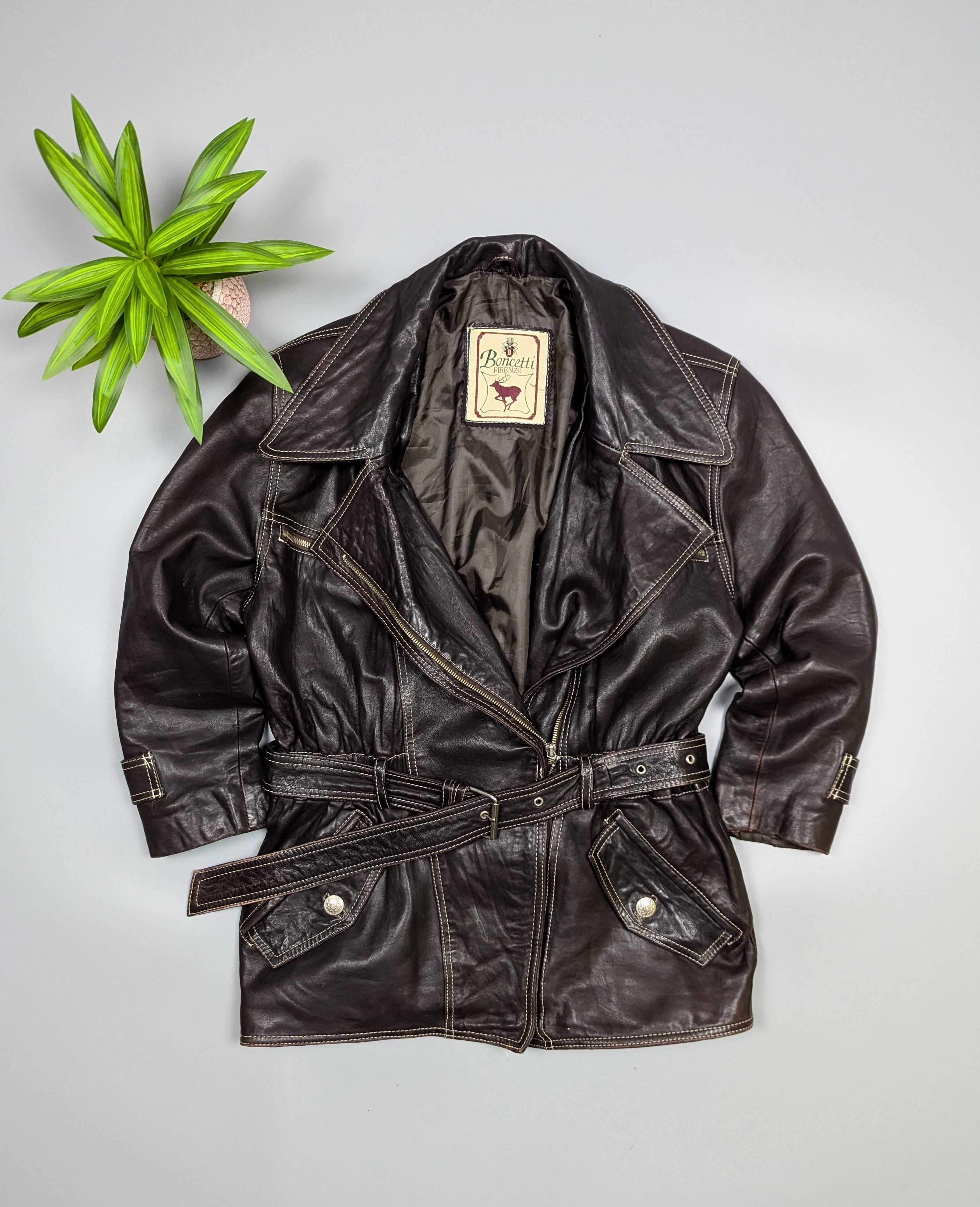 Bonchetti Firenze 90s Vintage Leather Trench Coat/Jacket