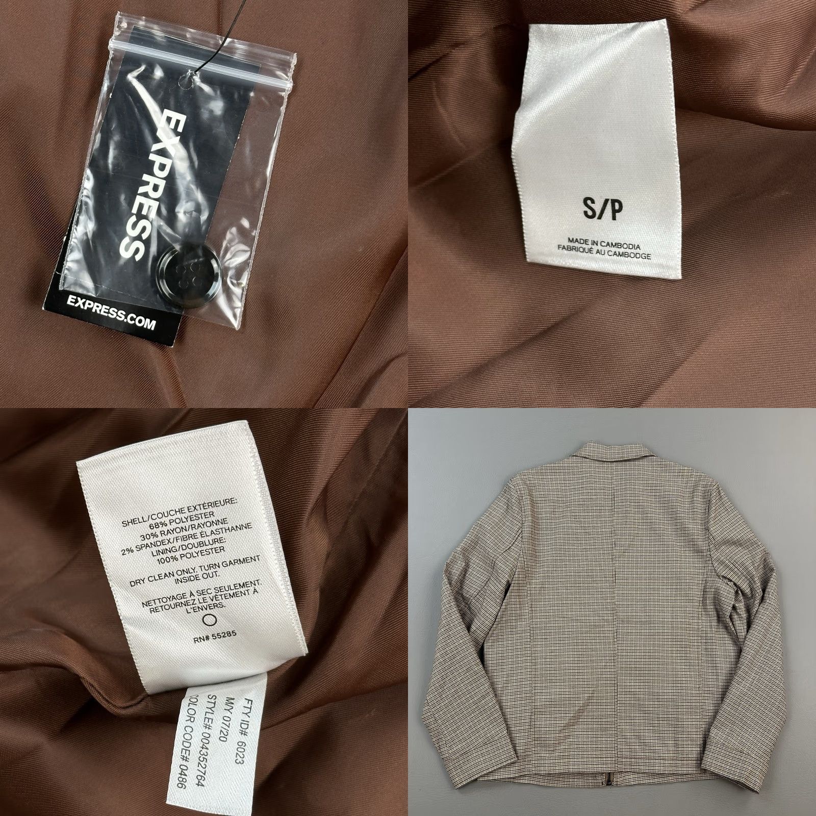 Express Express Jacket Mens Small Micro Houndstooth Full Zip Performance Stretch NWT Size US S / EU 44-46 / 1 - 8 Thumbnail