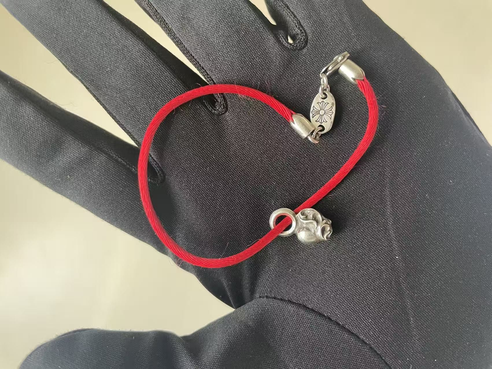Chrome Hearts Chrome Hearts Silver Heart Vine Pendant Red String Bracelet Size ONE SIZE - 14 Thumbnail