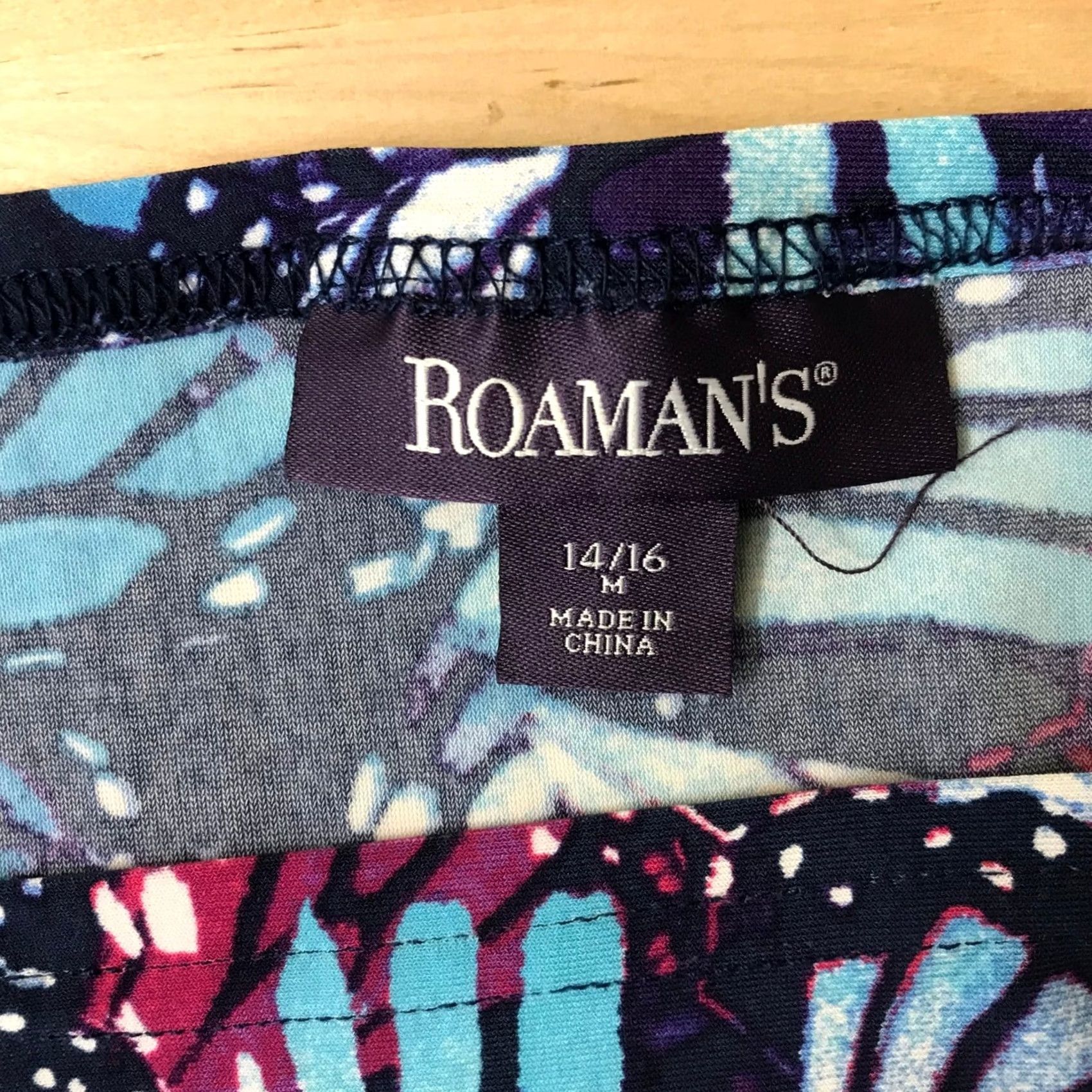 Vintage Roamans Dress Maxi Cold Shoulder Butterfly Wing Print Blue Purple Womens 14/16 M Size XL / US 12-14 / IT 48-50 - 7 Thumbnail