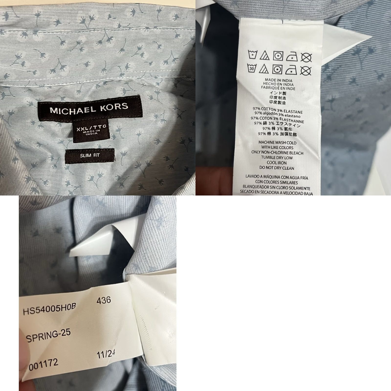 Michael Kors Michael Kors Men's XXL Slim Chambray Floral Dandelion Long Sleeve Button Shirt Size US XXL / EU 58 / 5 - 8 Thumbnail