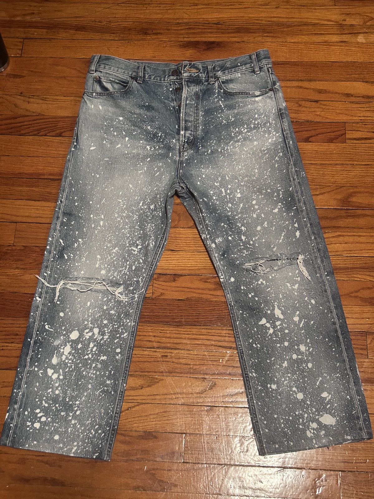 Celine Celine X Hedi Kurt Distressed Bleach Denim | Grailed