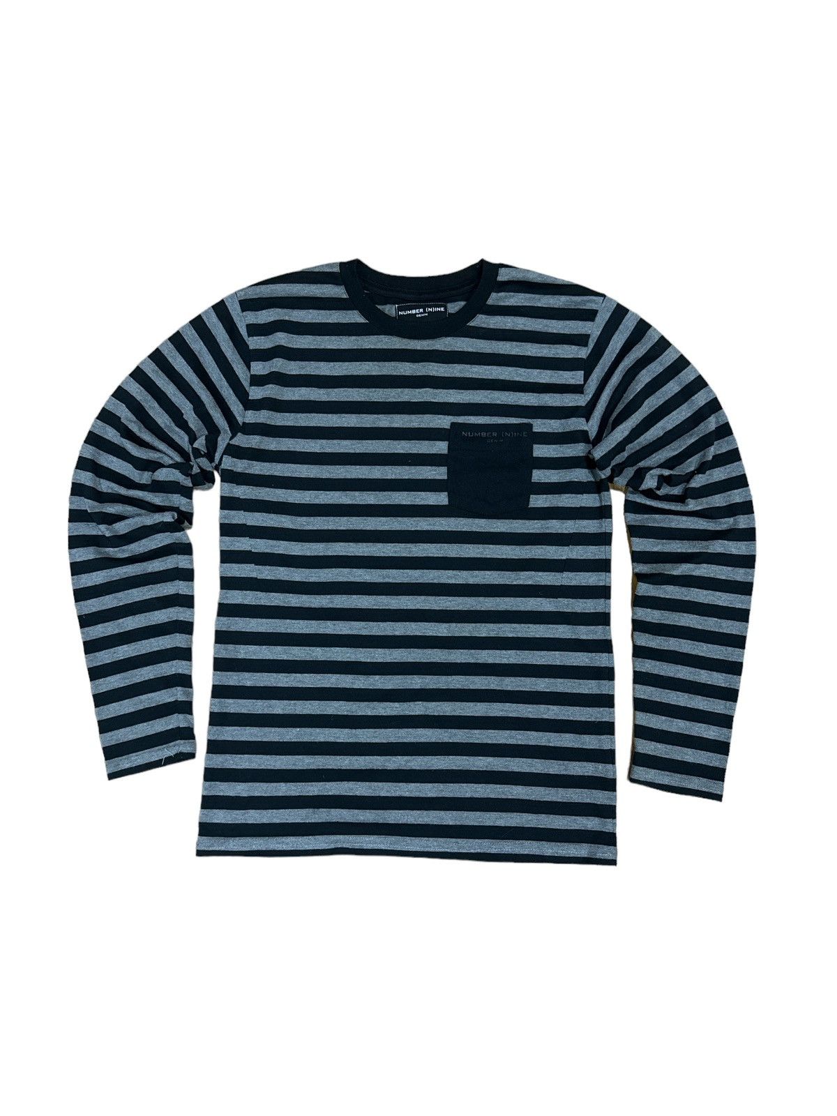 image of Nano Universe x Number N Ine Number Nine N(N) Striped Kurt Cobain Single Pocket Shirt in Black (Siz