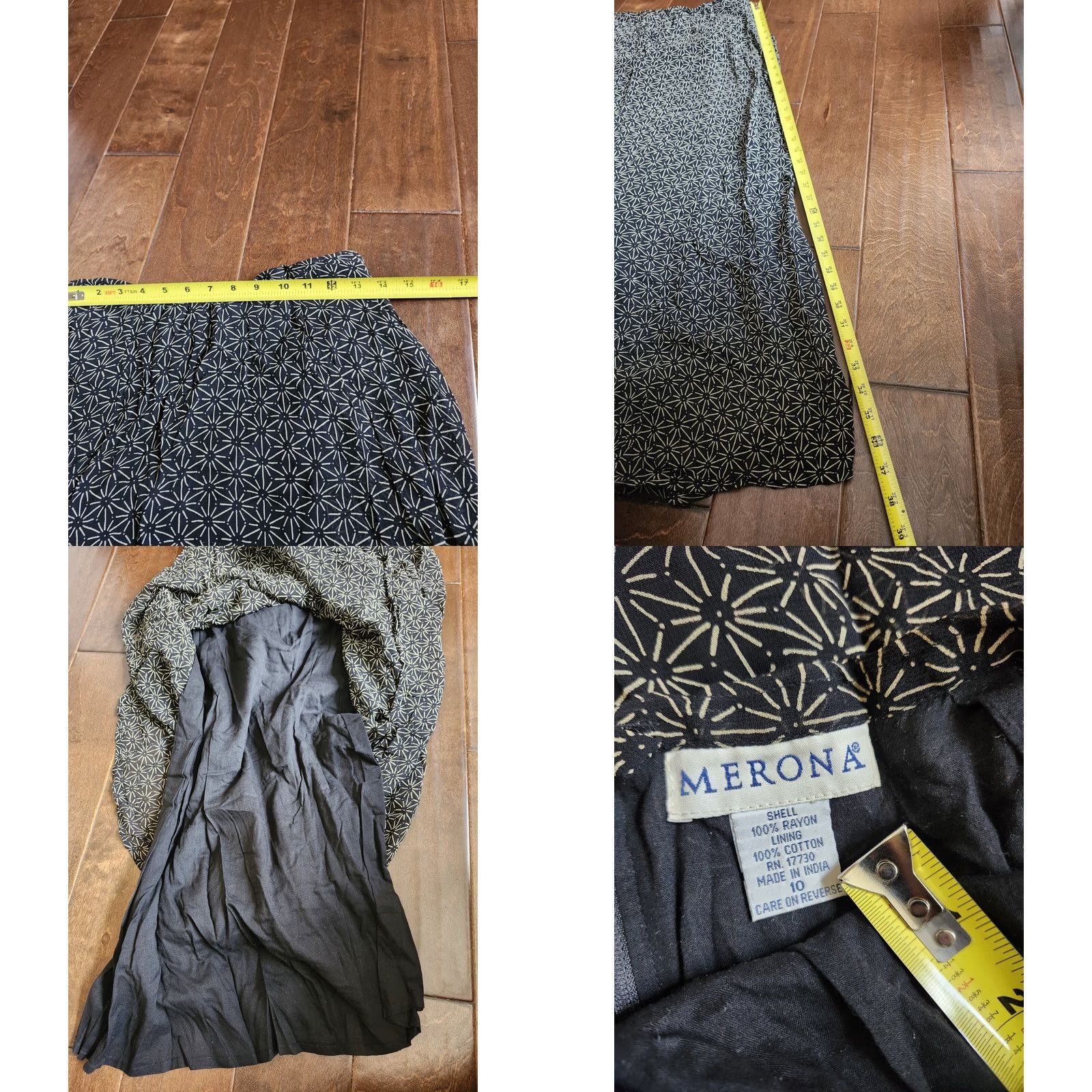 Merona Merona Women's Black White Skirt - Size 10 Skirt Regular 10 Black White Rayon Cotton Travel Casual Business Women Size 32" / US 10 / IT 46 - 9 Thumbnail