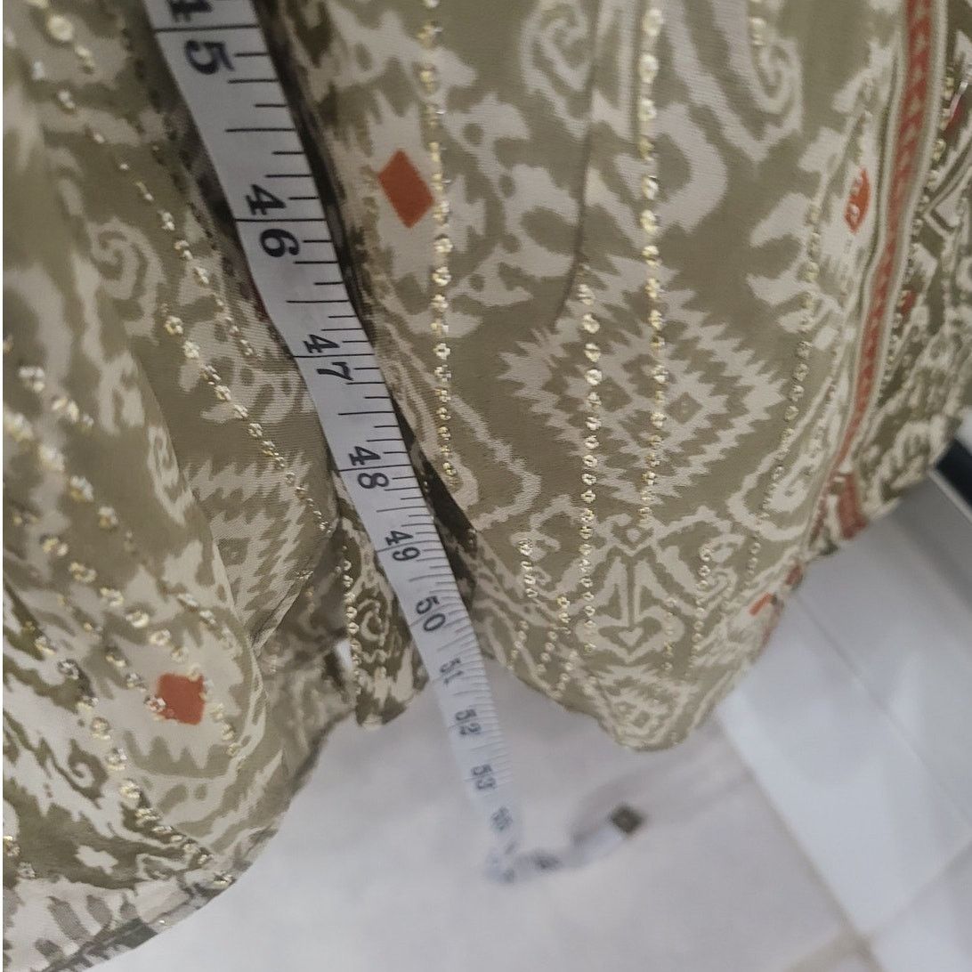 Zara Zara Green/Rust & Gold Shiny Midi Serena Dress - Large Size L / US 10 / IT 46 - 7 Thumbnail