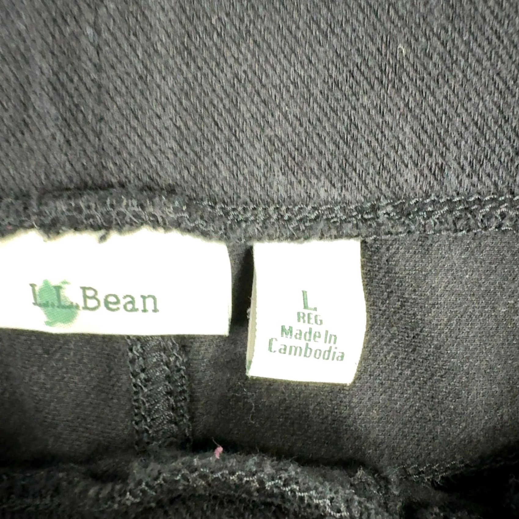 Vintage LL Bean Pants Womens L Black Pull On Stretch Comfort Straight Leg Twill Size 36" / US 14 / IT 50 - 5 Thumbnail