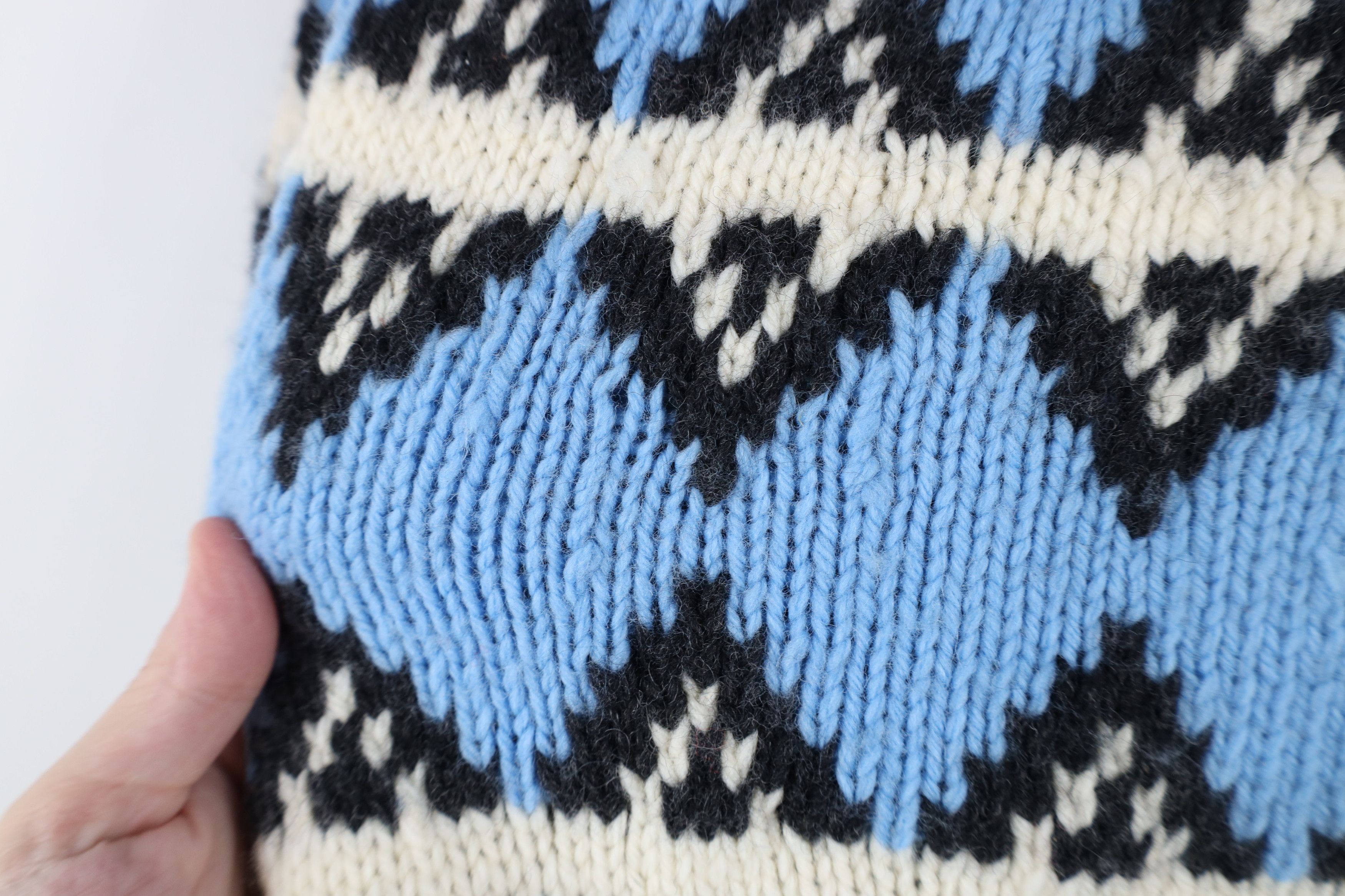 Vintage Vintage 50s 60s Rockabilly Wool Striped Diamond Knit Sweater Size XS / US 0-2 / IT 36-38 - 6 Thumbnail