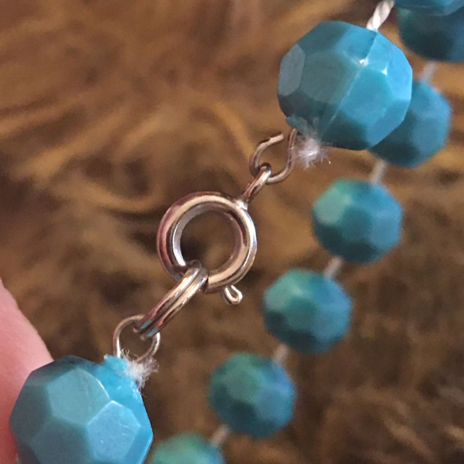 Vintage Vintage turquoise faceted marble bead necklace Size ONE SIZE - 6 Thumbnail
