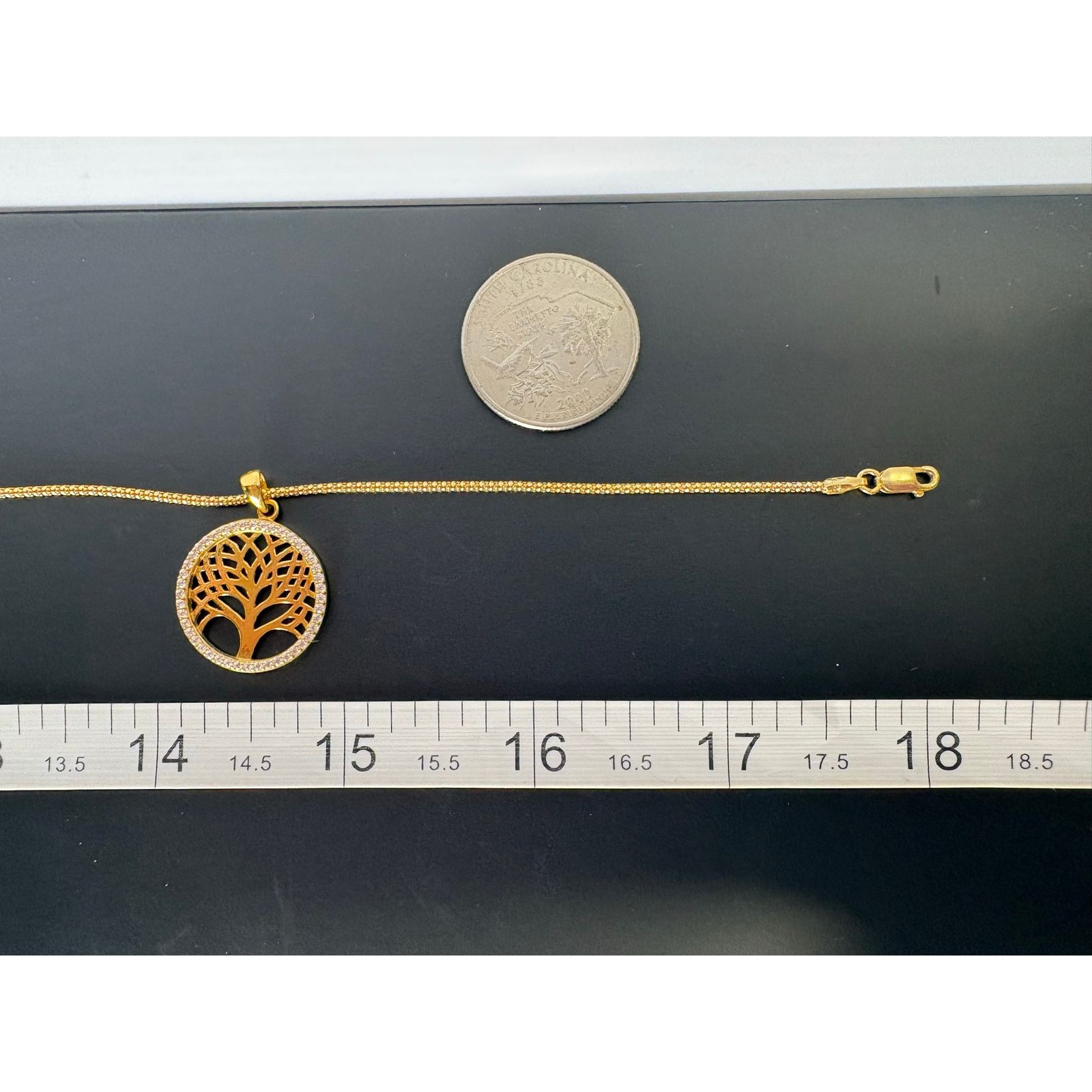 Jewelry 18K Gold Vermeil over 925 Moissanite Tree of Life Necklace Size ONE SIZE - 2 Thumbnail