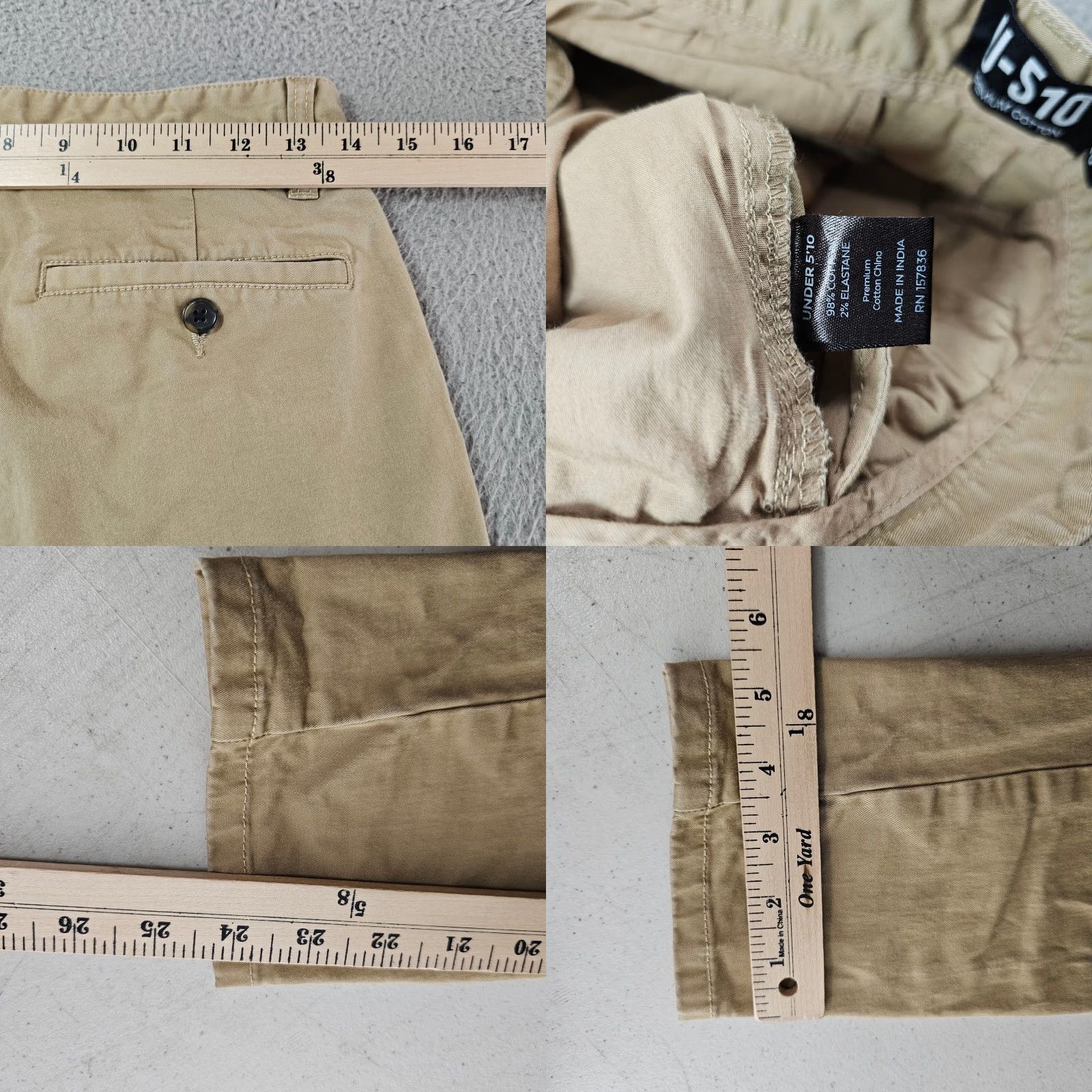 Vintage Under 510 Chino Pants Mens 28x24 Khaki Slim Cotton Blend Stretch Tapered Flat Front Pockets Casual Workwear Solid 28 Regular Apparel Mens Size US 28 / EU 44 - 8 Thumbnail