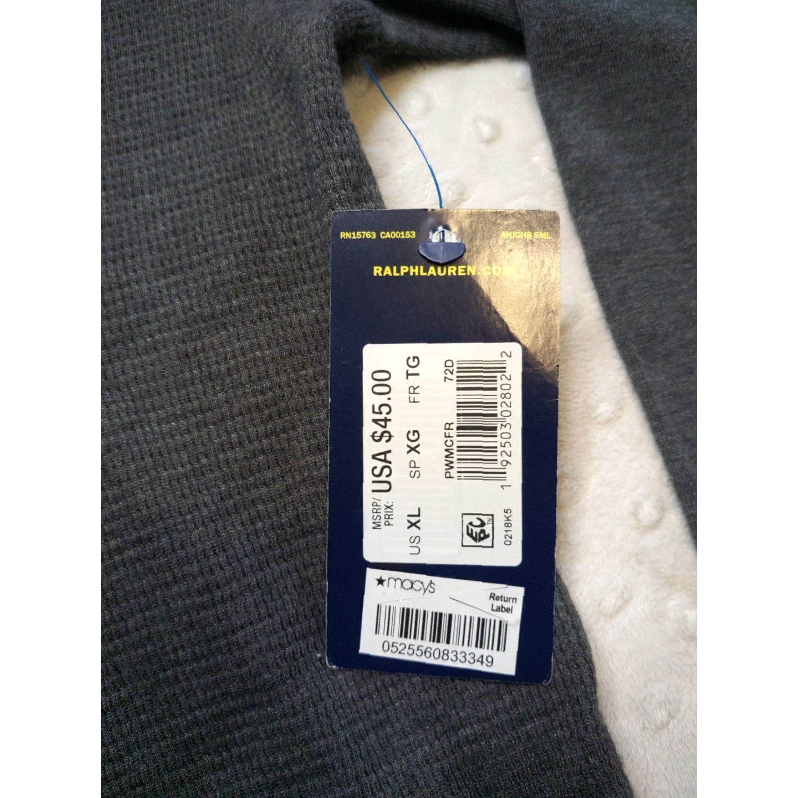 Polo Ralph Lauren Polo Ralph Lauren Dark Gray Knit Thermal Crew Neck Long Sleeve Top Mens 2XL NEW Size US XXL / EU 58 / 5 - 6 Thumbnail