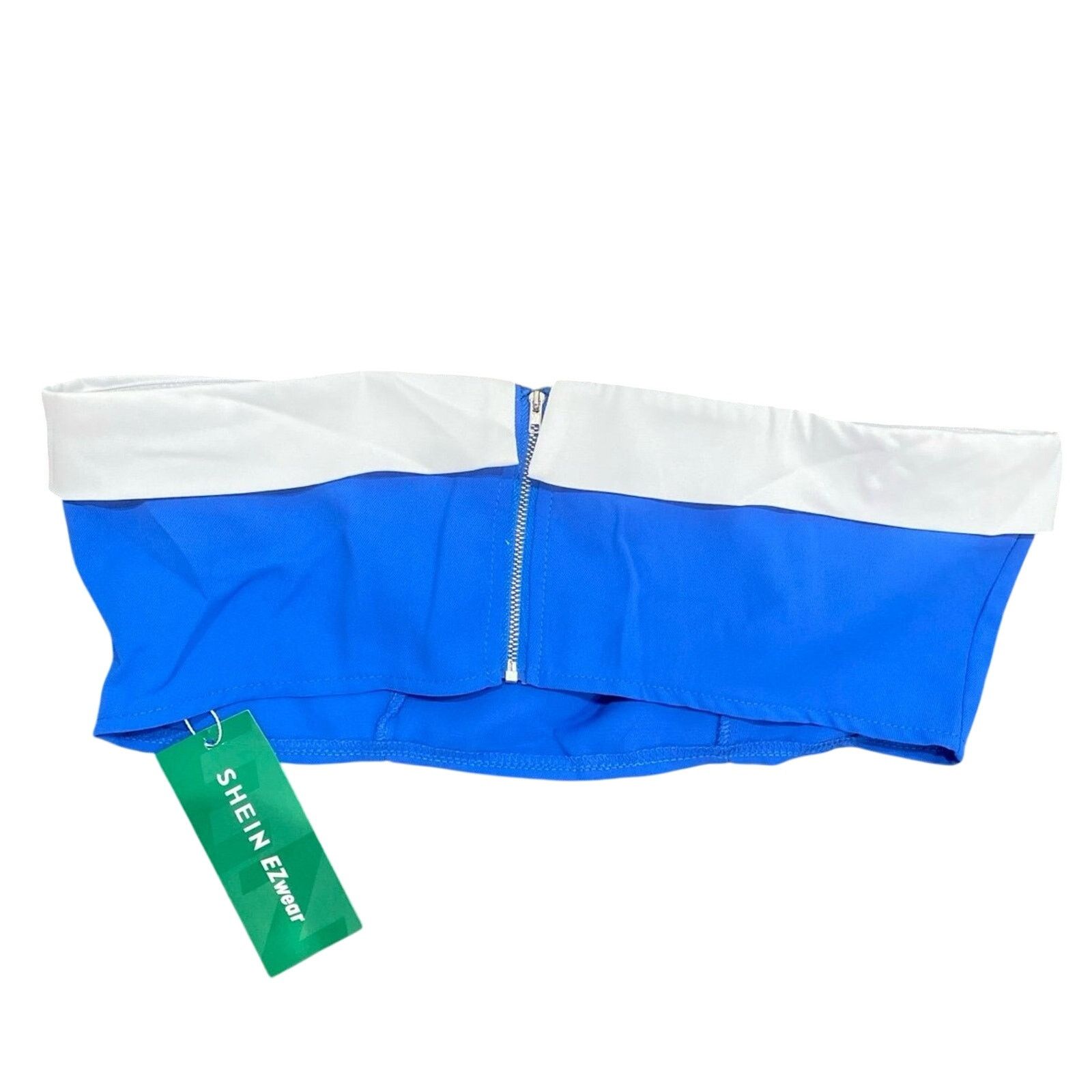 Shein Women's Colorblock Strapless Top and Pants Set Blue, Size L Size L / US 10 / IT 46 - 4 Thumbnail