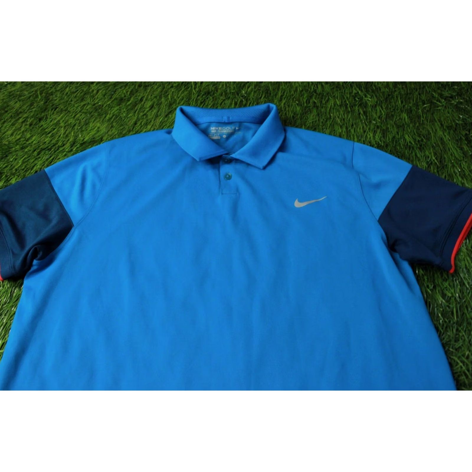 Nike NIKE Golf Dri-FIT 2015 Men Polo Shirt Jersey Size L Blue and Red Polo Men Size US L / EU 52-54 / 3 - 2 Thumbnail