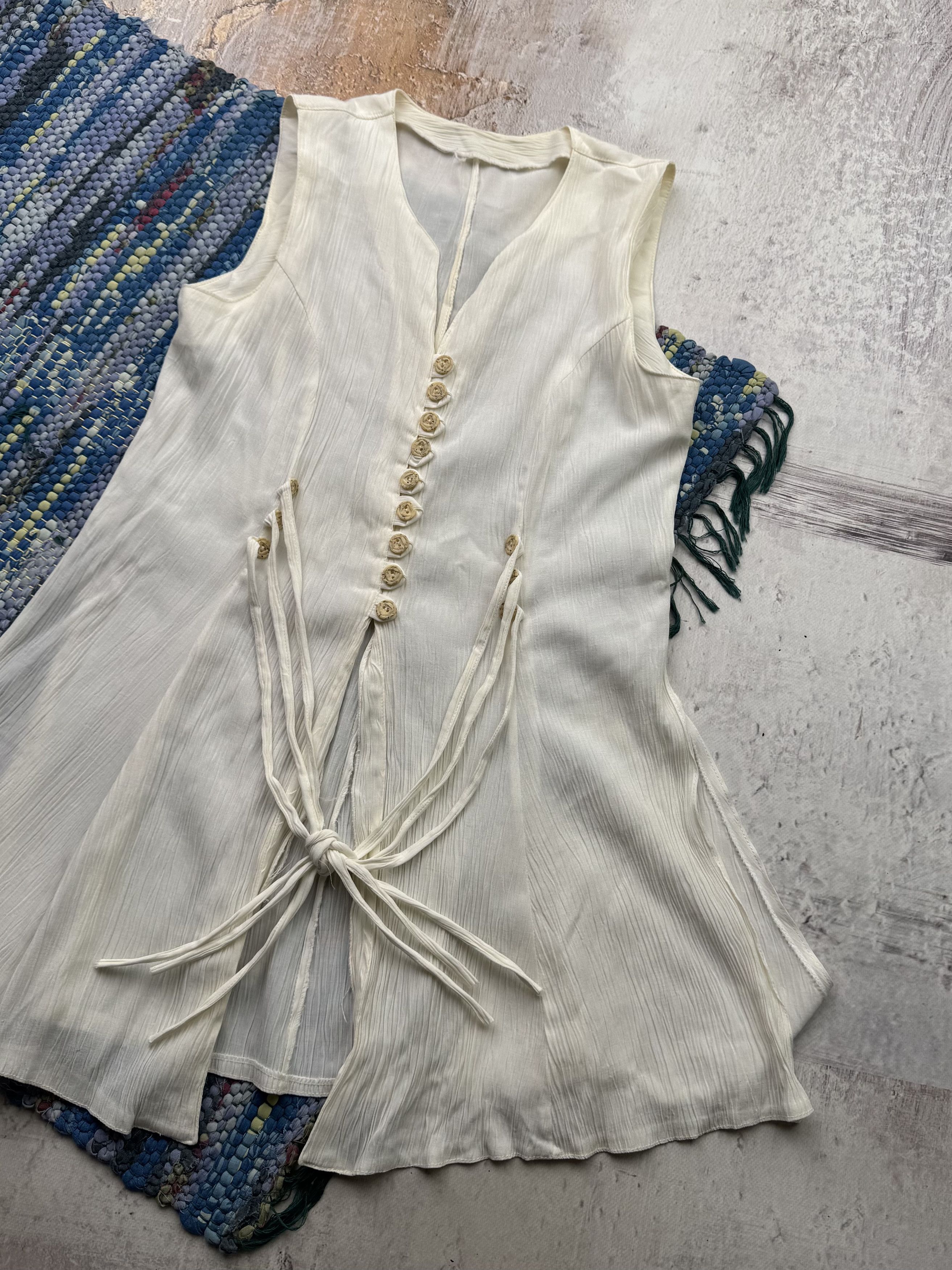 Japanese Brand Vintage Mini Dress With Many Buttons A748(309) Size XS / US 0-2 / IT 36-38 - 3 Thumbnail