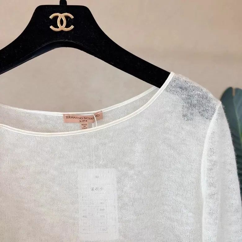 Other Esanno Scernno Women's White Knit Irregular Hem Top 38 Size XS / US 0-2 / IT 36-38 - 4 Thumbnail