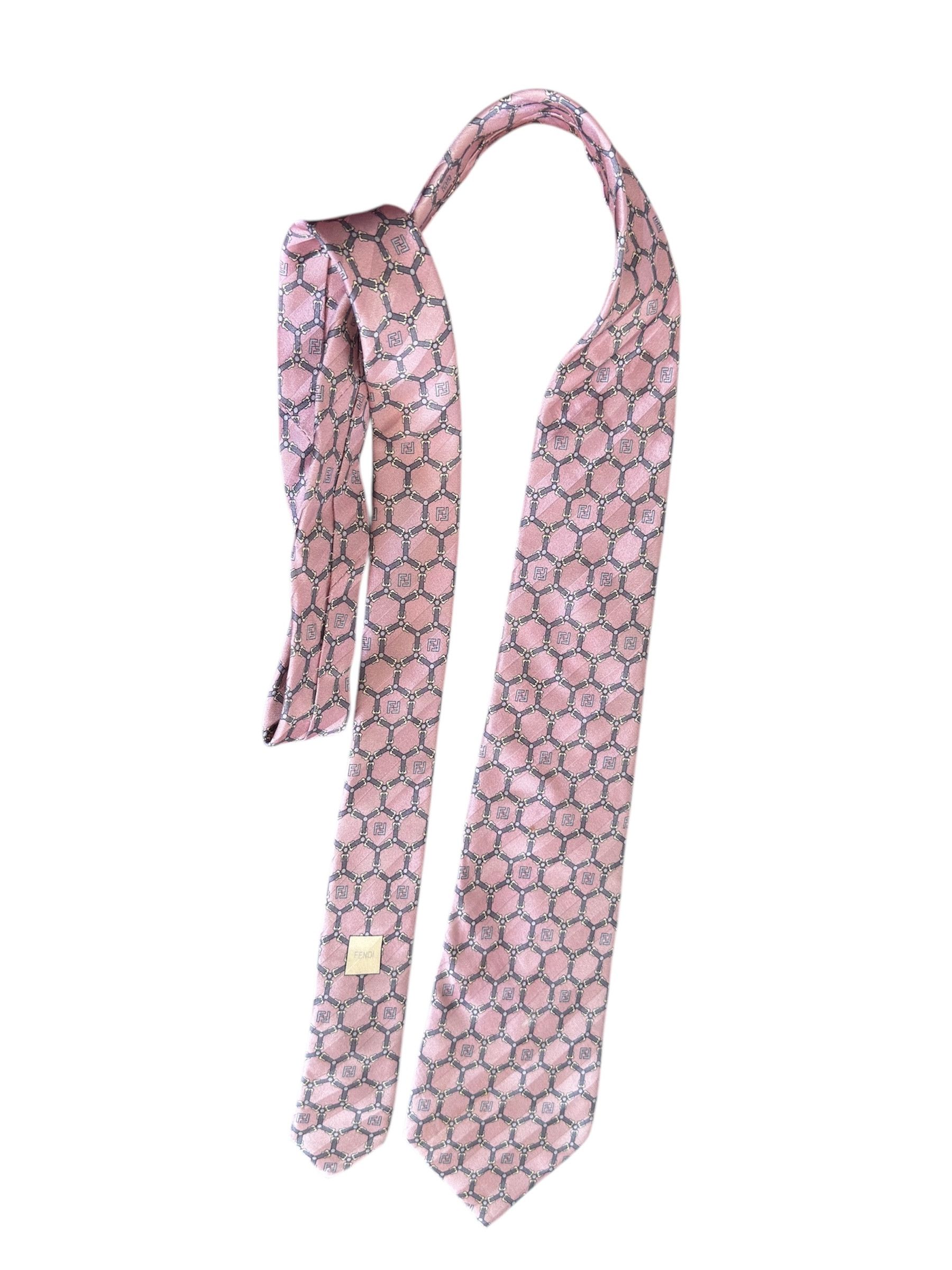 Fendi 🔥 Fendi tie new model FF logo pink and green Size ONE SIZE - 1 Thumbnail