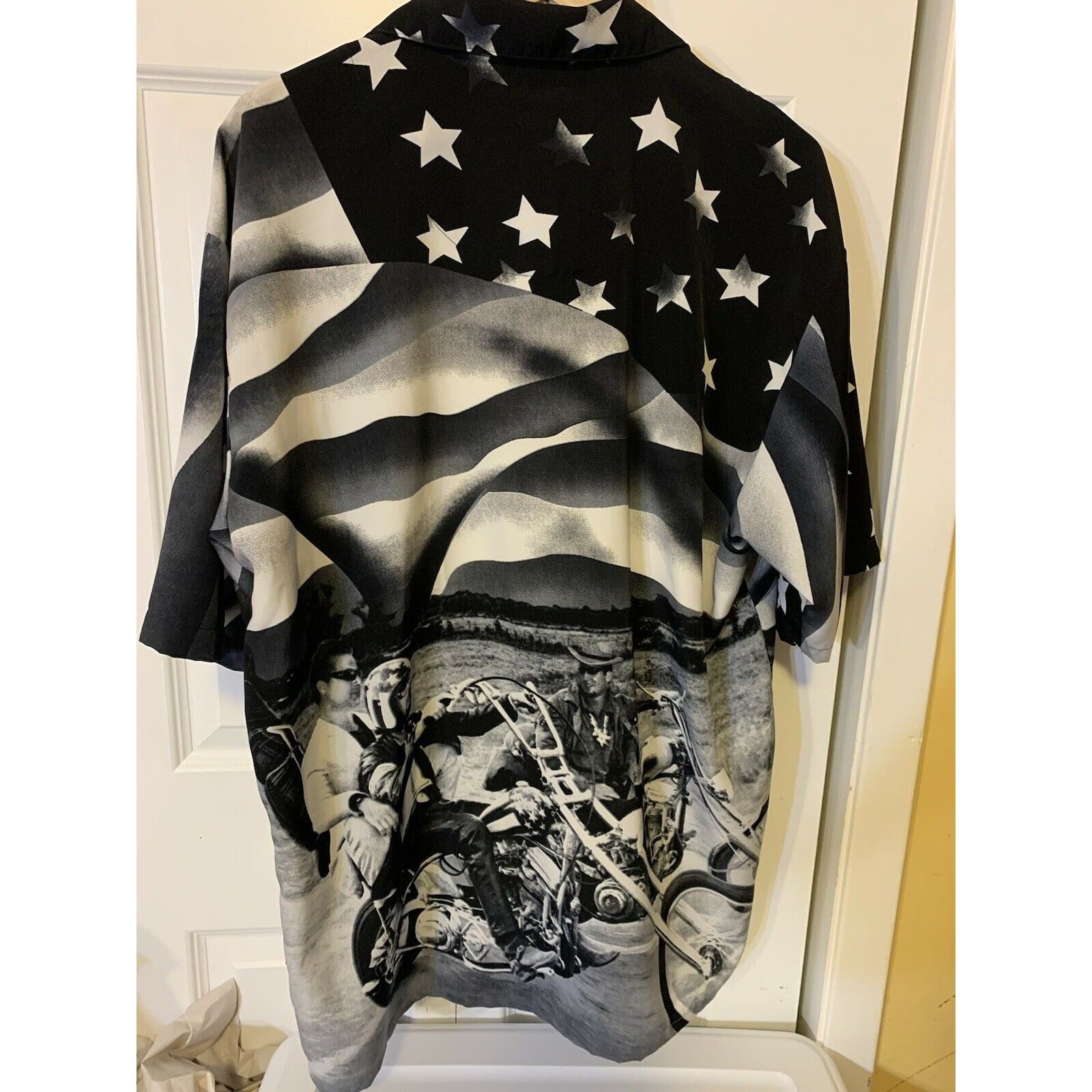 Other Saphire Lounge Men’s Sz XL Button Shirt Biker Flag Stars Rid Size US XL / EU 56 / 4 - 8 Thumbnail