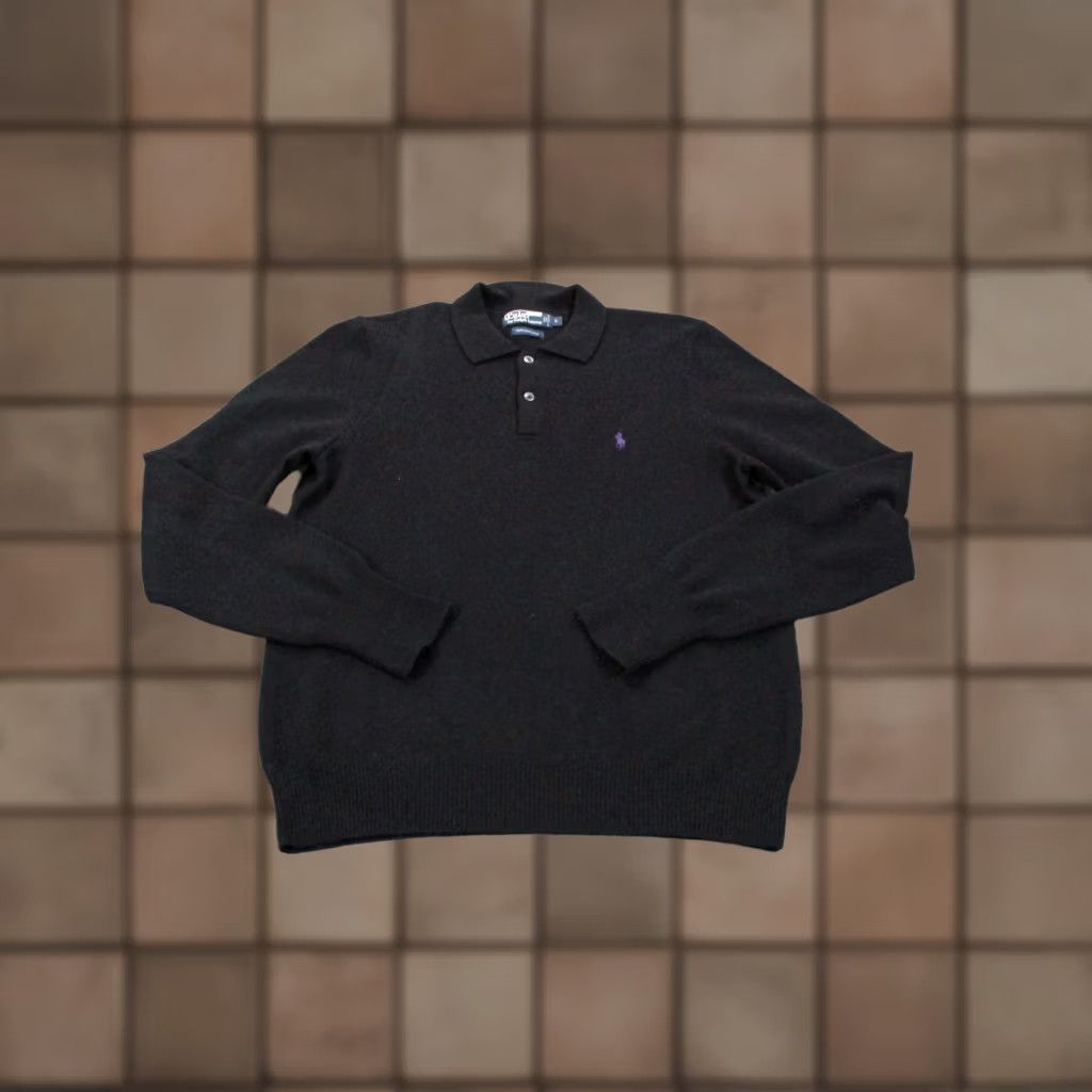 Polo Ralph Lauren Polo Ralph Lauren Sweater Mens L Black Wool Logo Pullover Knit VINTAGE? Size US L / EU 52-54 / 3 - 1 Thumbnail