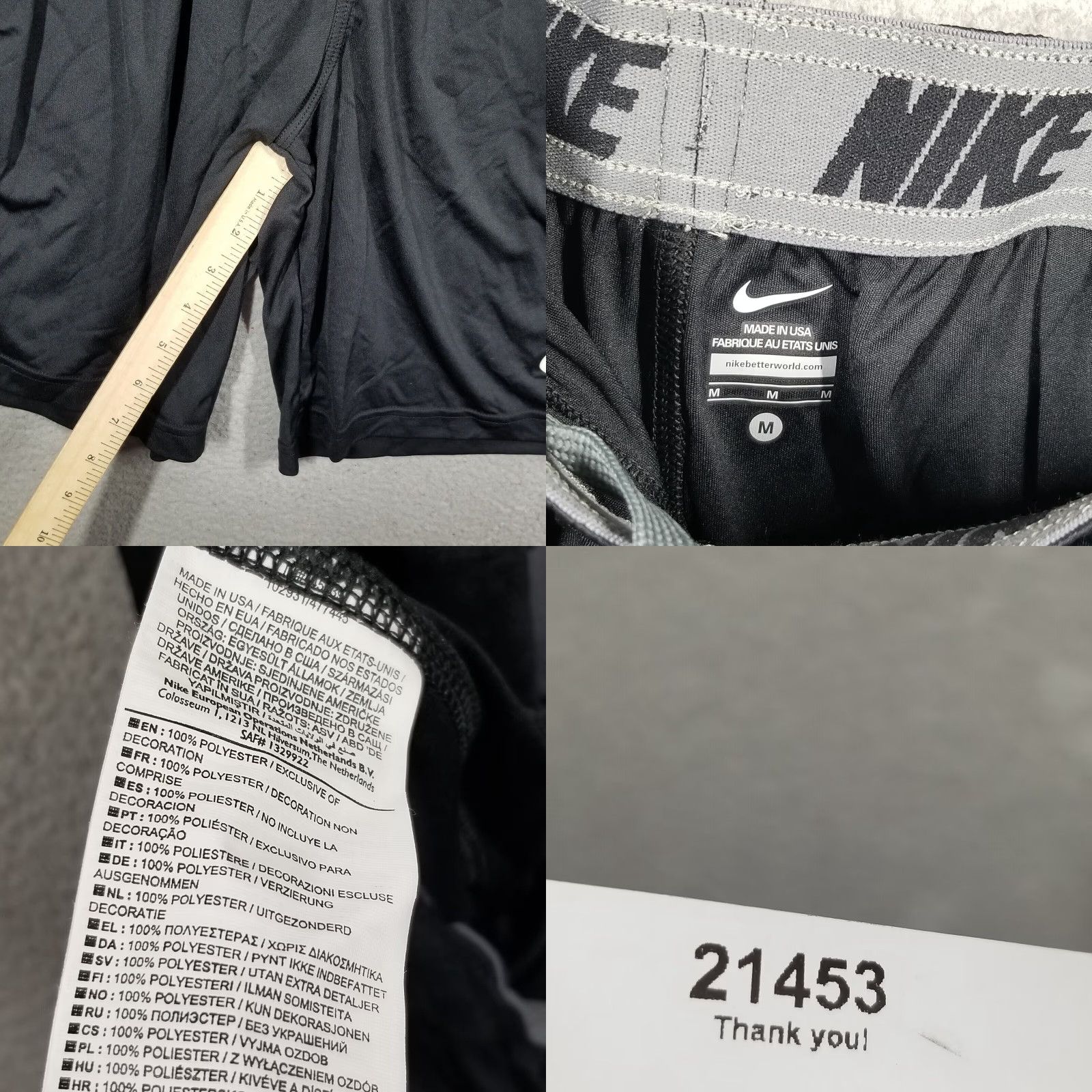 Nike VINTAGE Nike Training Shorts Men's Medium Black USA 90s Basketball Made in USA Size US 31 - 8 Thumbnail