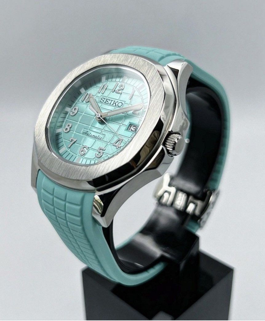 Japanese Brand Seiko Mod Aquanaut Tiffany Blue Dial Steel Watch 41mm NH35 Size ONE SIZE - 2 Thumbnail