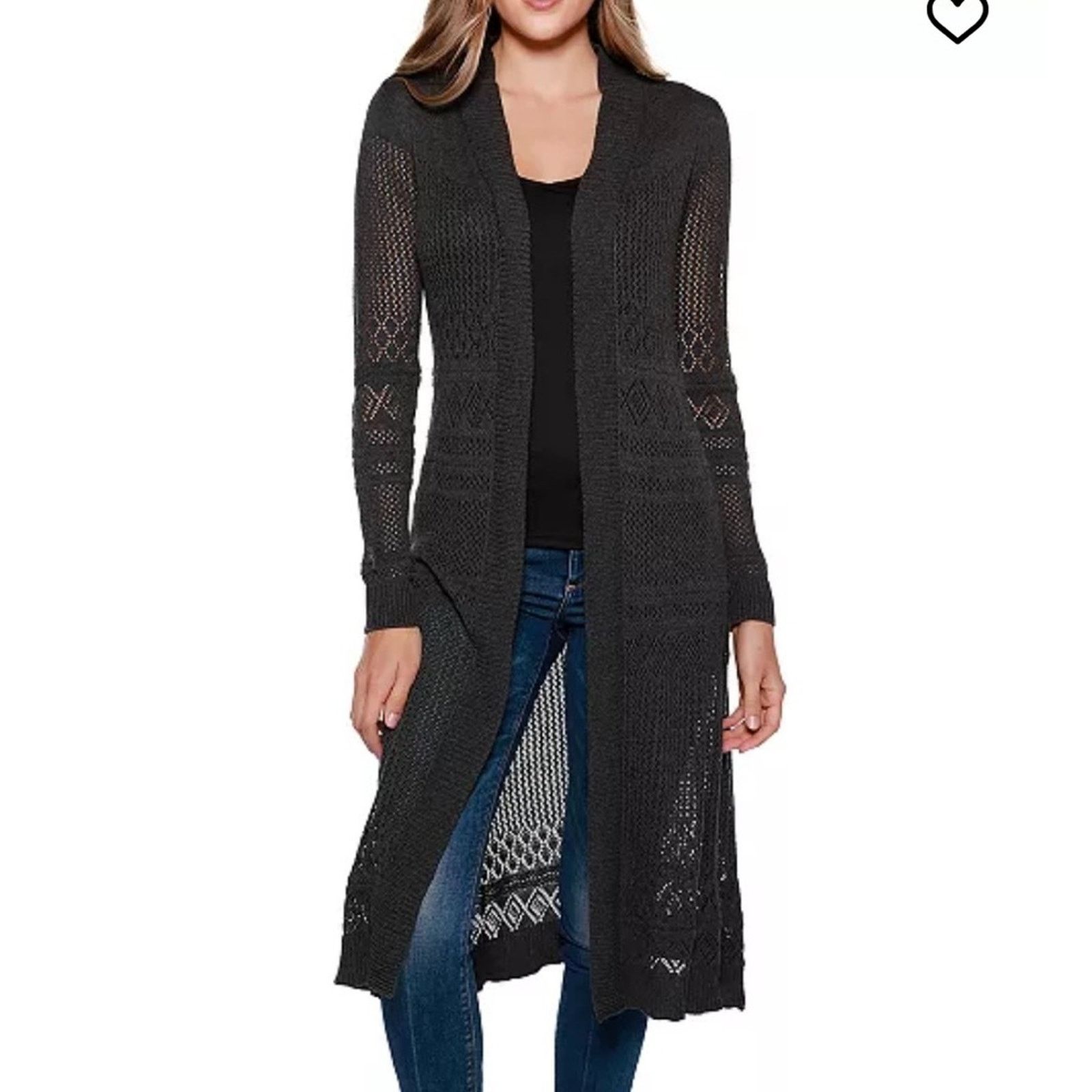 The Unbranded Brand Belldini Black long sleeve Maxi open front cardigan, Large Size L / US 10 / IT 46 - 1 Thumbnail