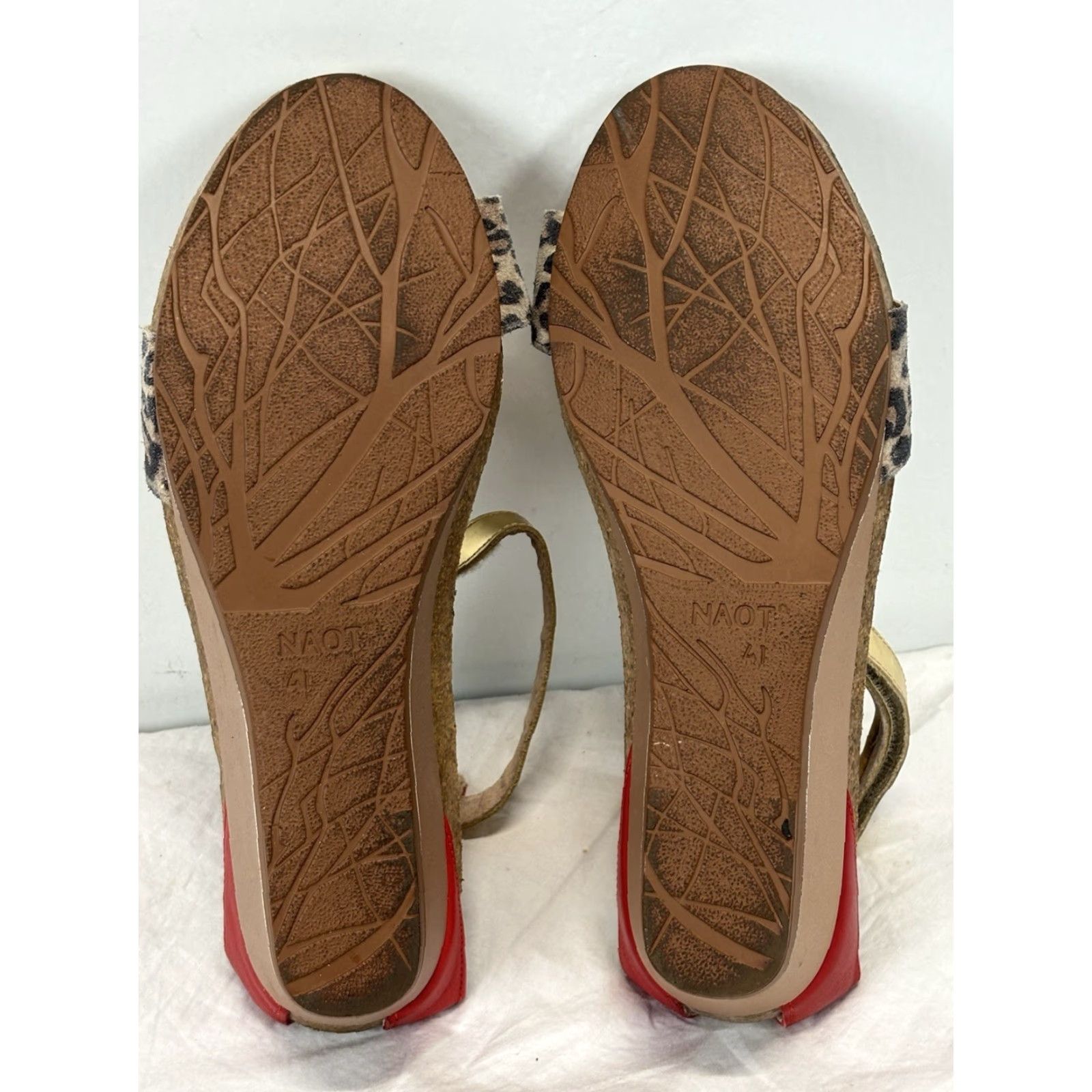 Vintage VINTAGE Naot Pixie Cheetah Print Wedge Sandal Women's 10 US 41 EU Red Ankle Strap Size US 10 / IT 40 - 5 Thumbnail