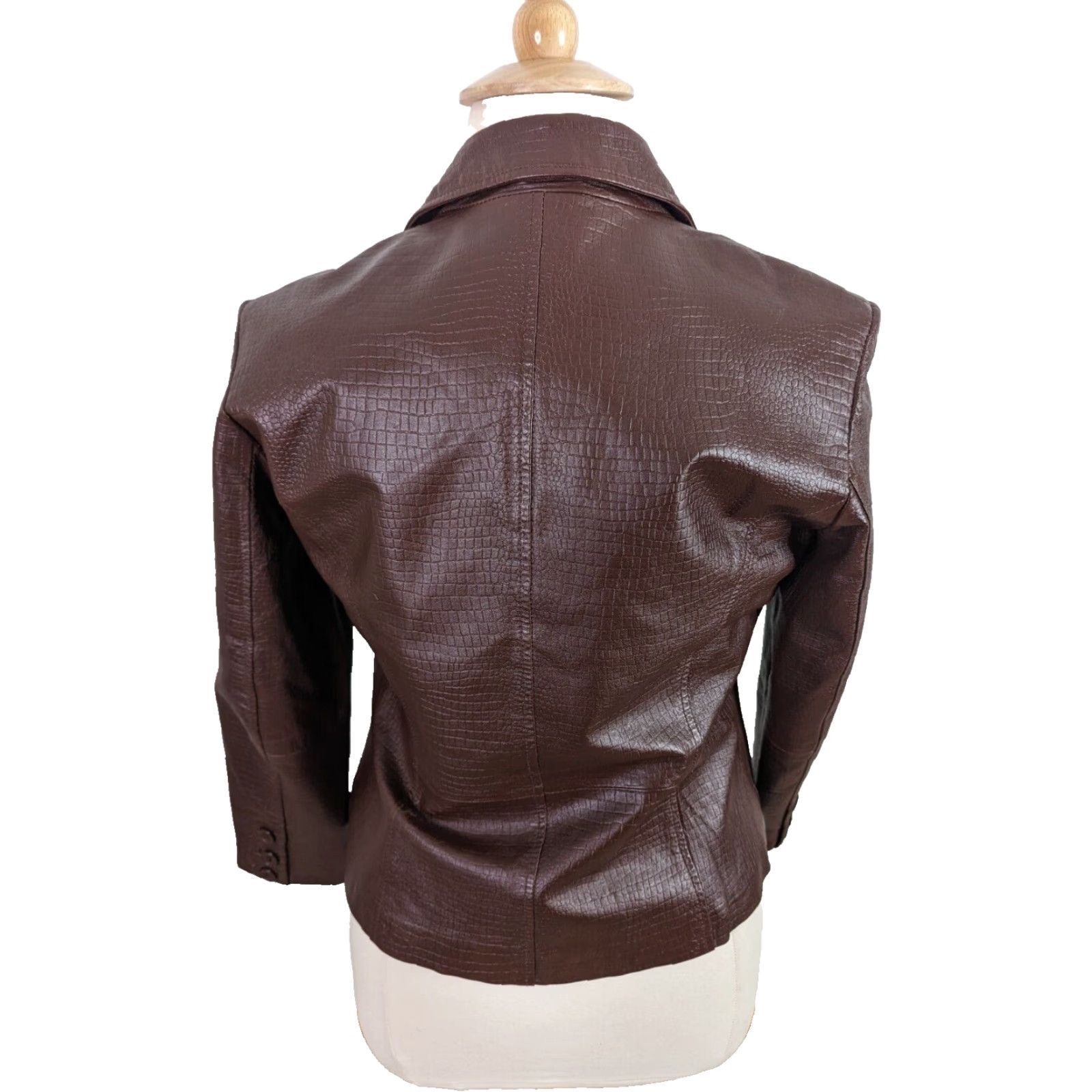 Skin VINTAGE Leather Blazer Coat Jacket Women Large Brown Snake Skin 90s Y2K Size L / US 10 / IT 46 - 3 Thumbnail
