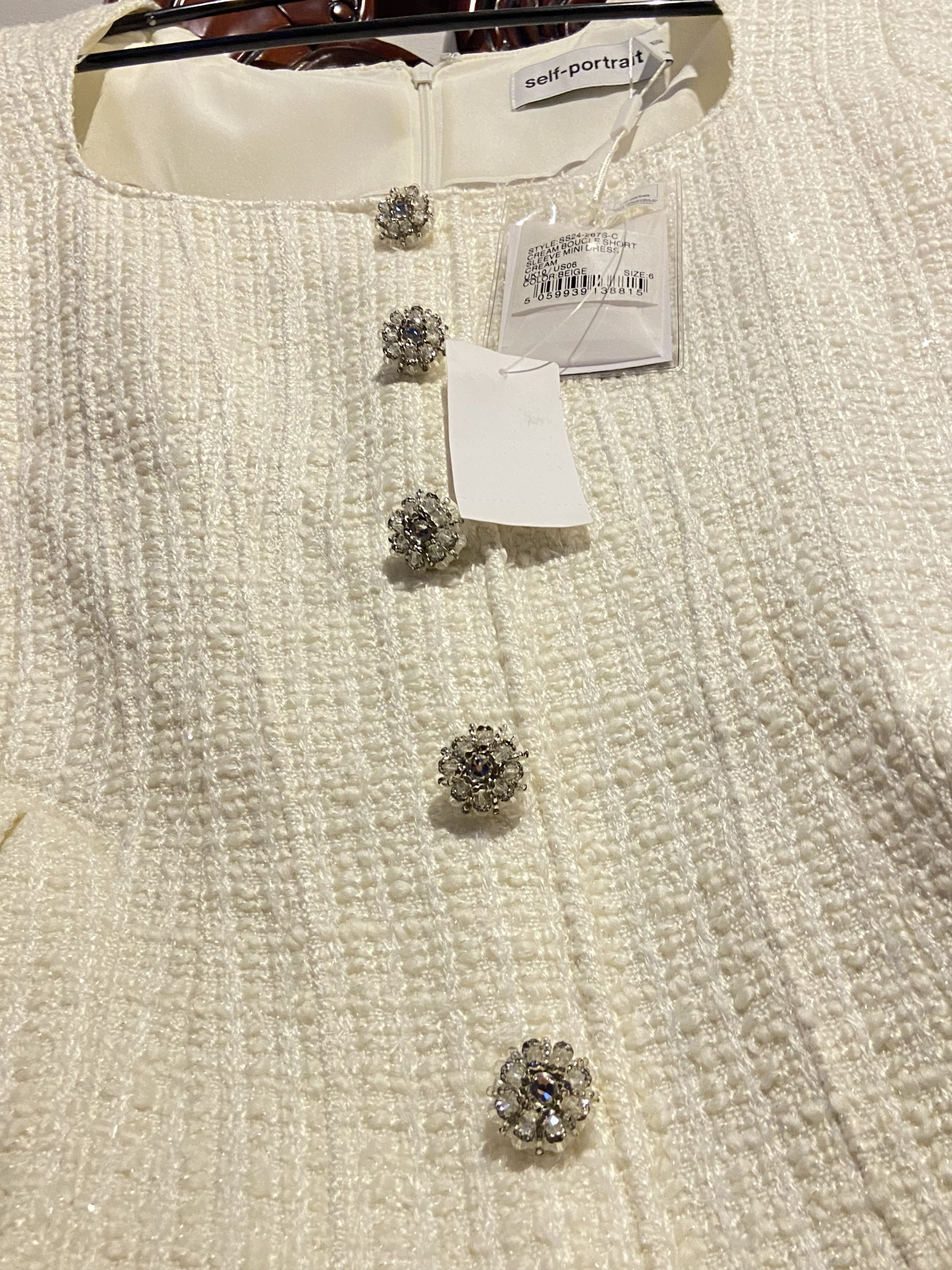 Self-Portrait Self-Portrait Bridal Bouclé Minidress, Short Sleeve Size M / US 6-8 / IT 42-44 - 8 Thumbnail